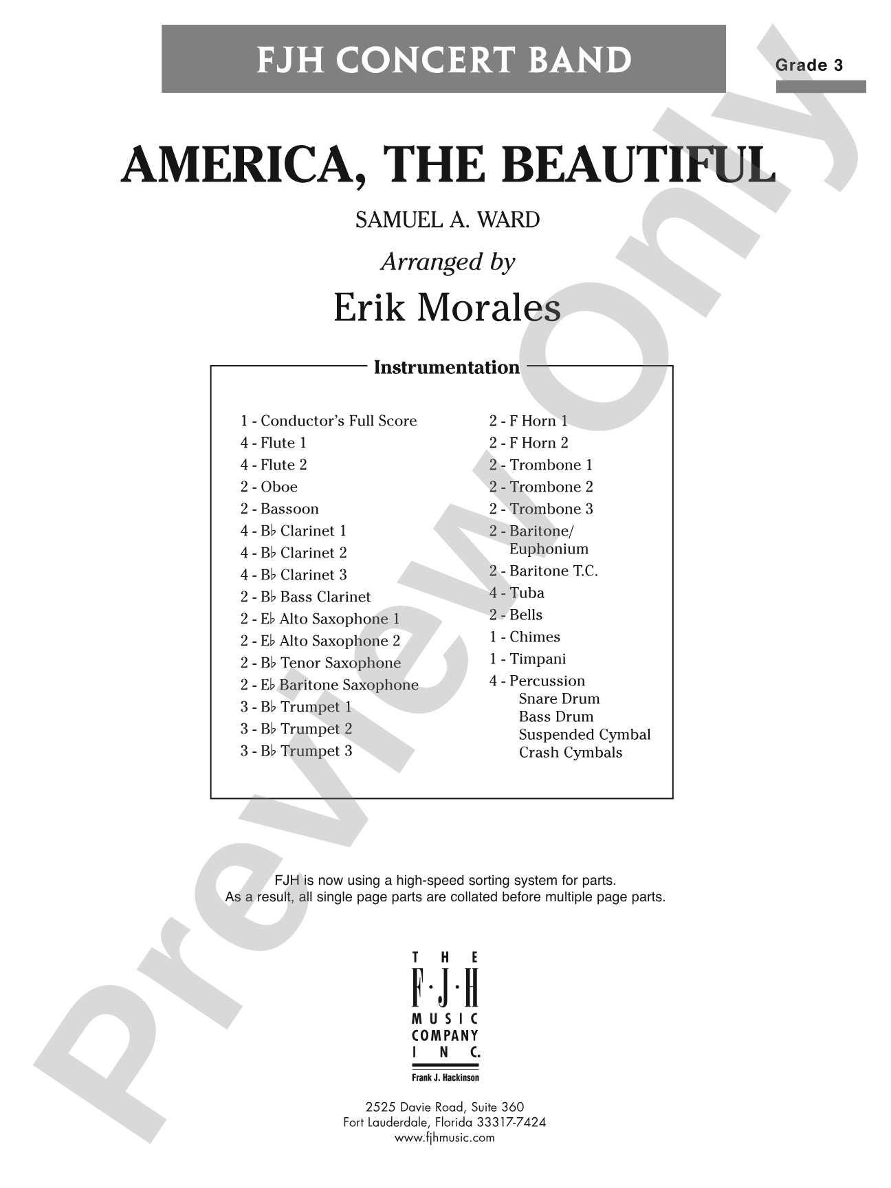 America, The Beautiful: Concert Band Conductor Score & Parts