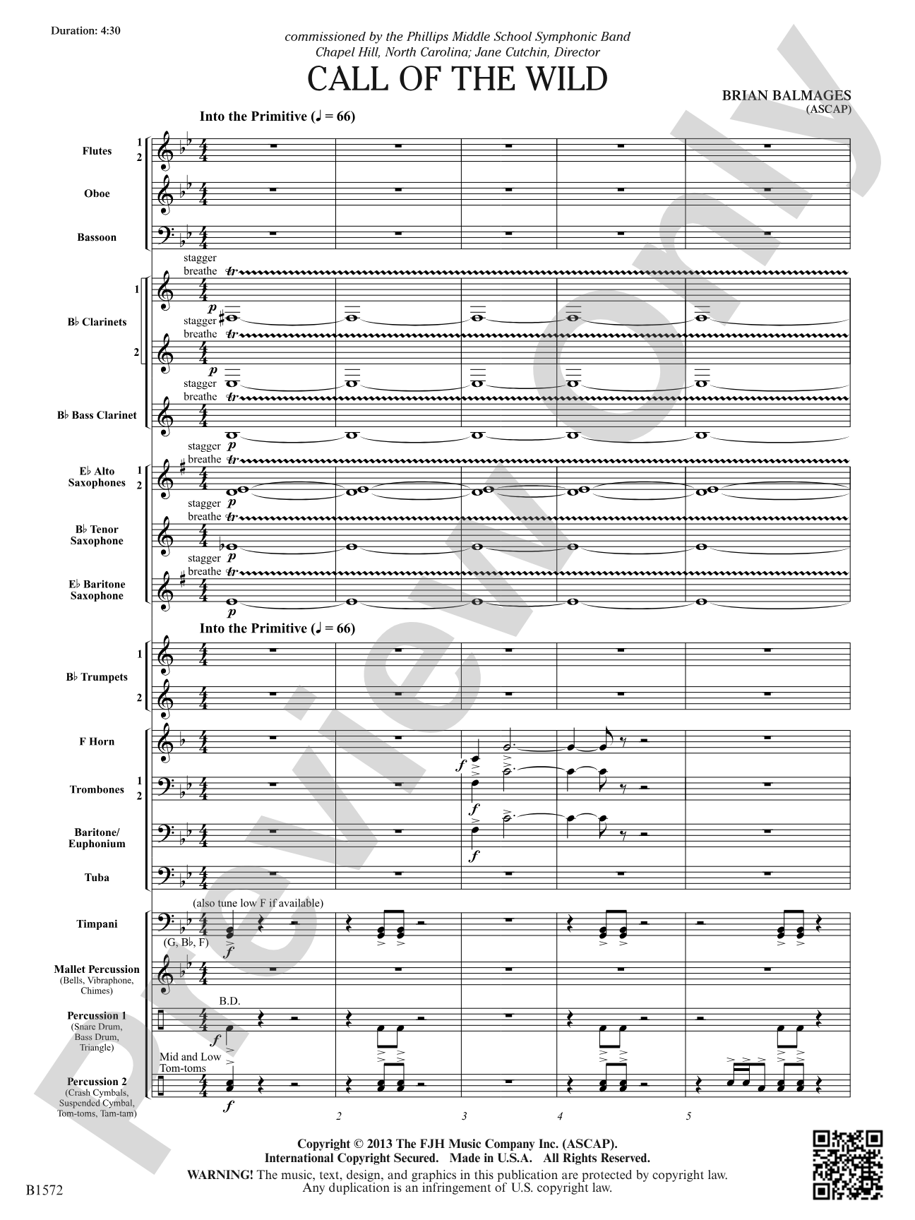 Call of the Wild: Concert Band Conductor Score & Parts