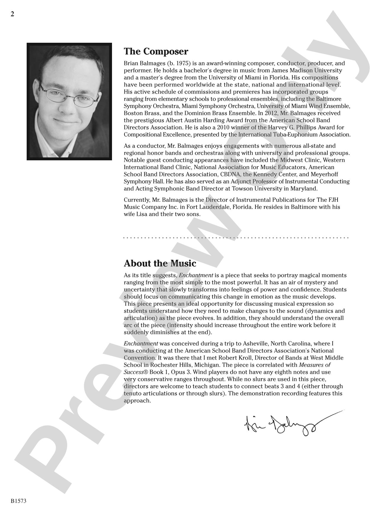Enchantment: Concert Band Conductor Score & Parts