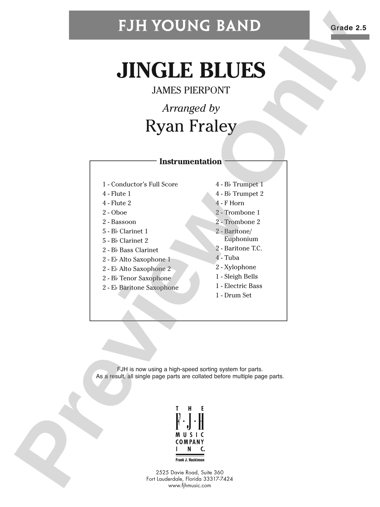 Jingle Blues: Concert Band Conductor Score & Parts