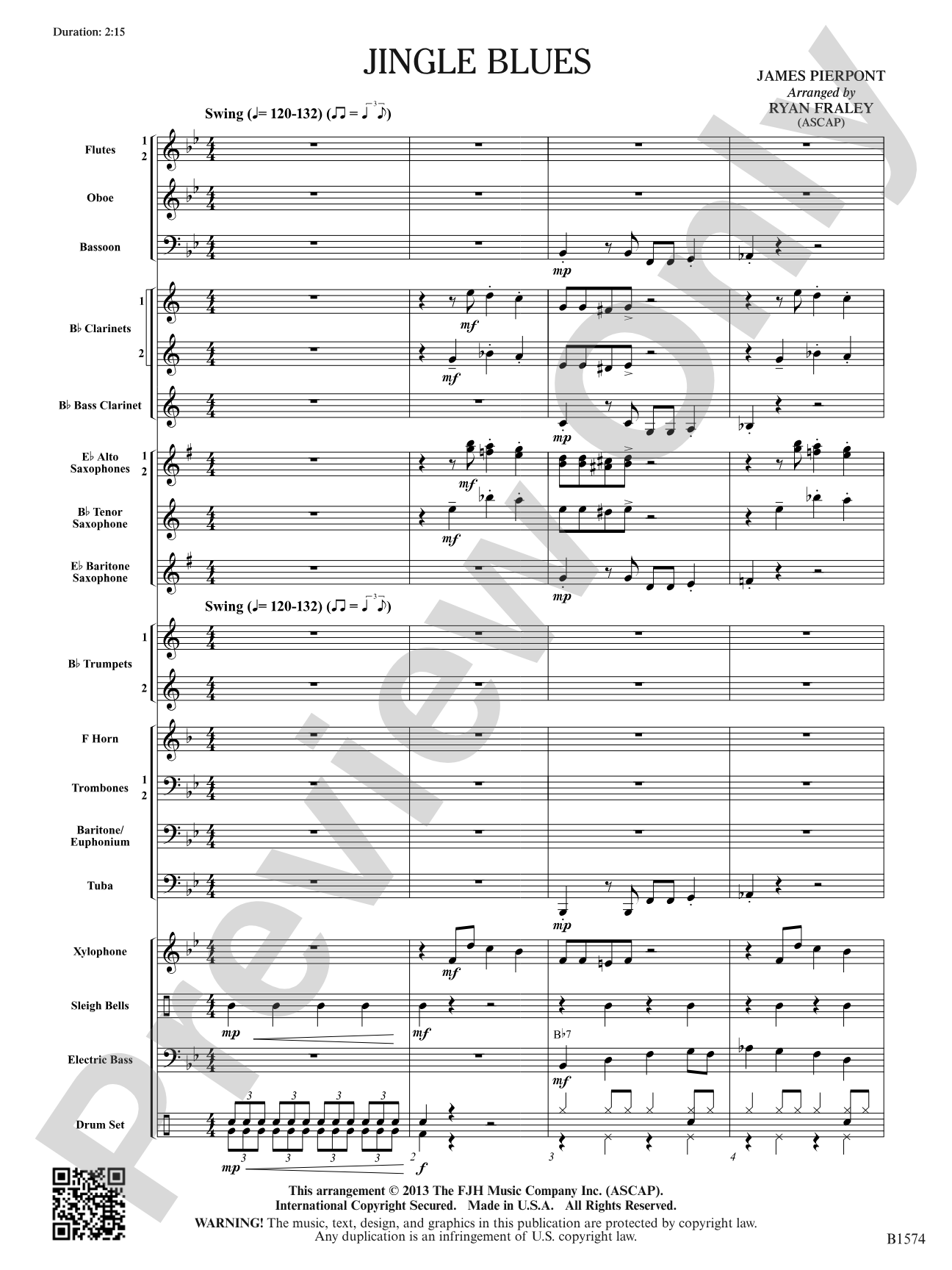 Jingle Blues: Concert Band Conductor Score & Parts