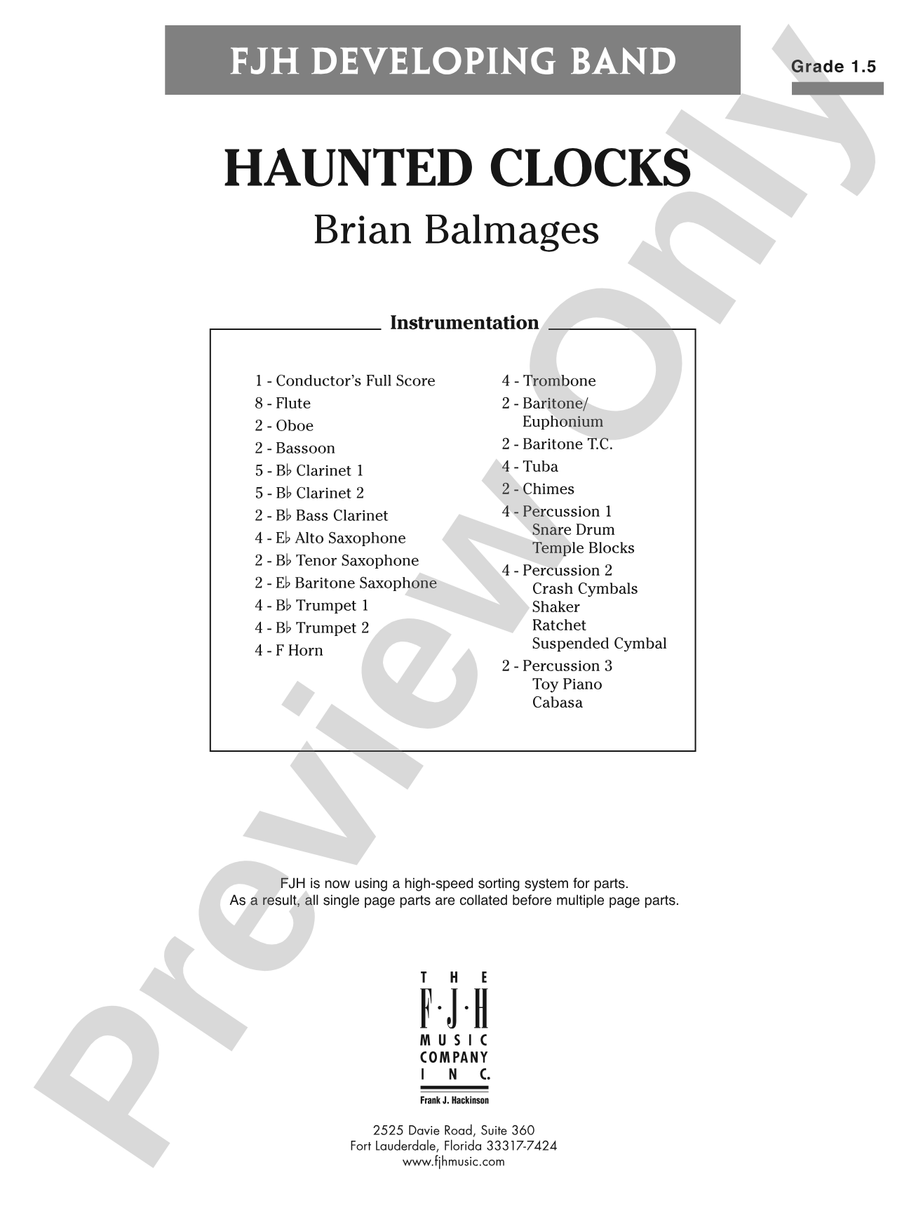 Haunted Clocks: Concert Band Conductor Score & Parts