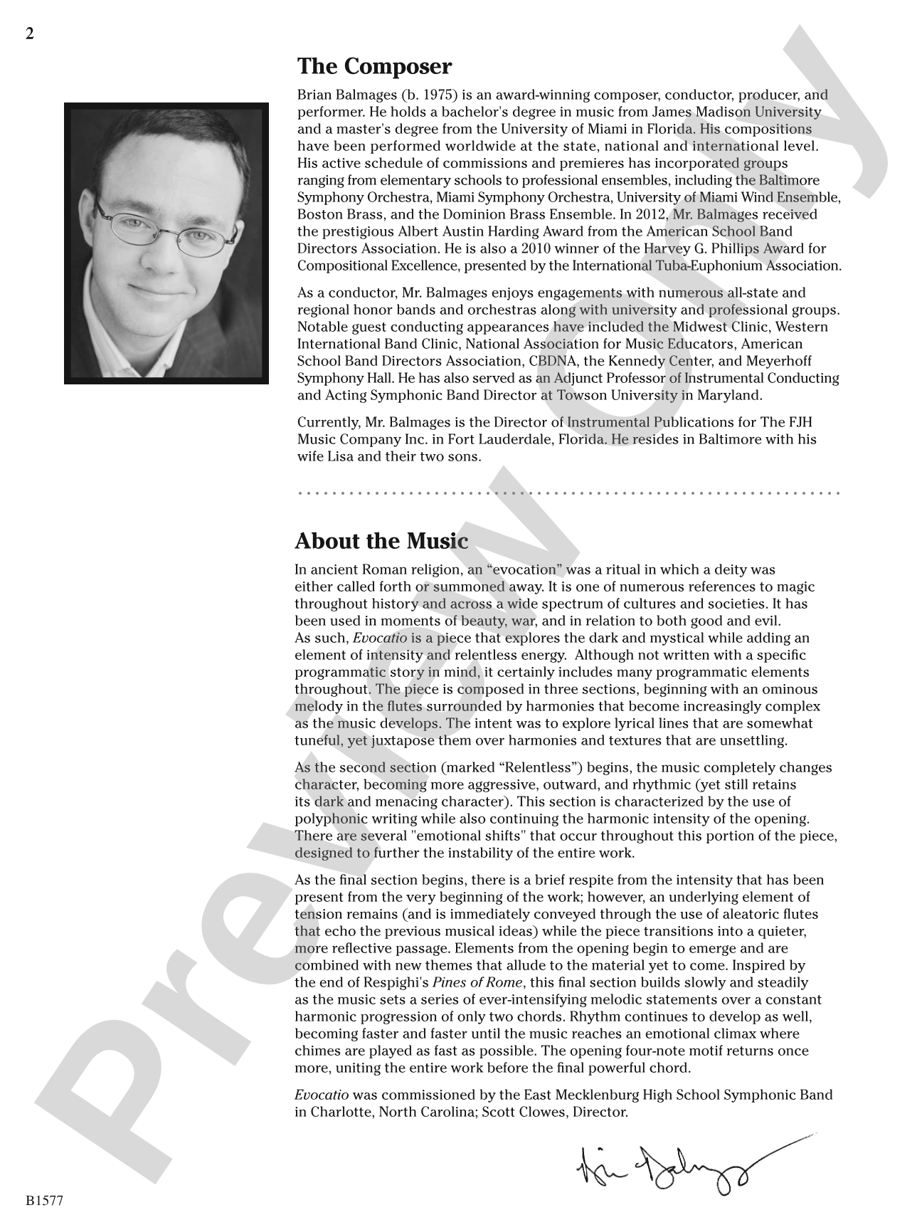 Evocatio: Concert Band Conductor Score & Parts