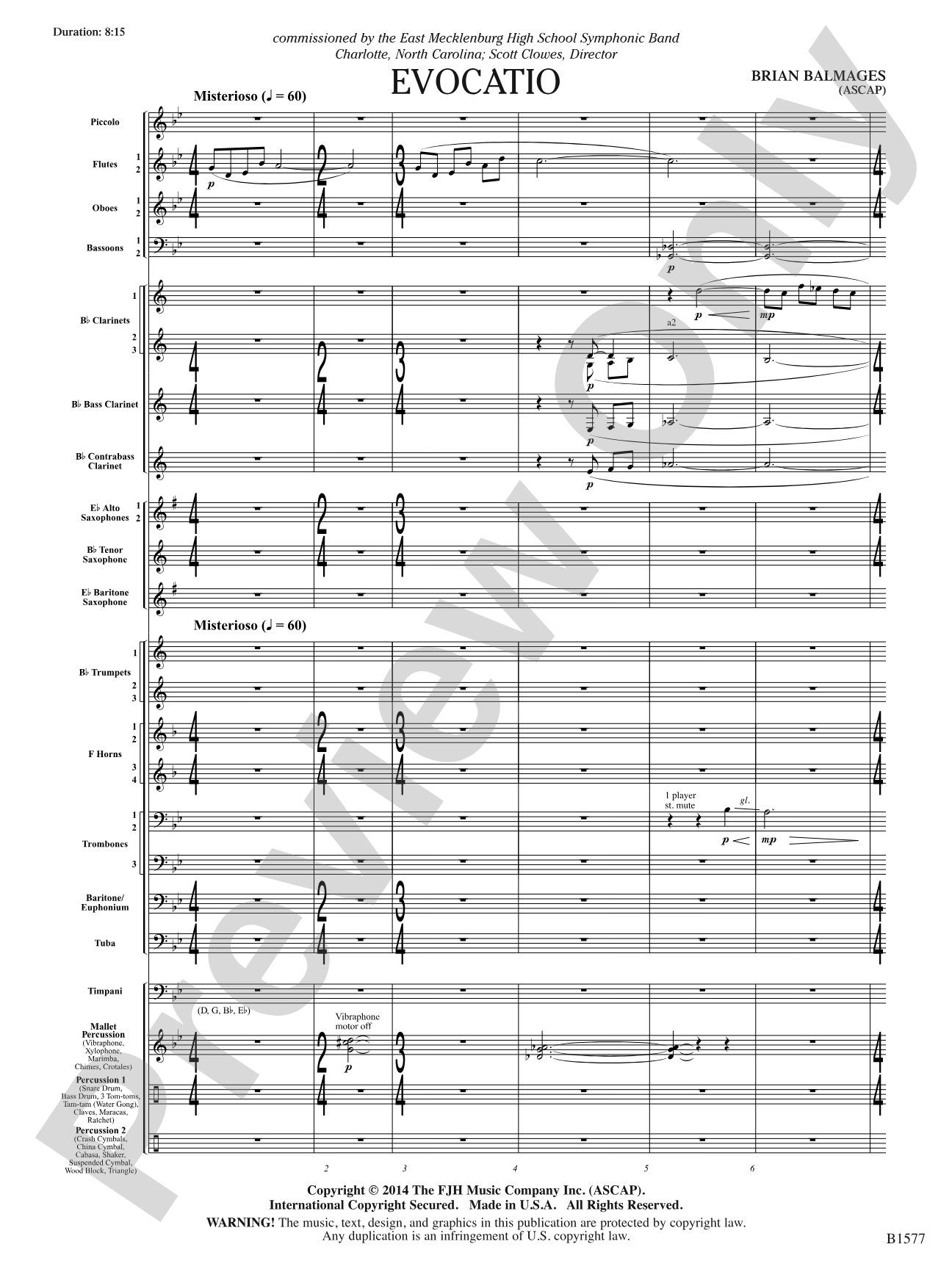 Evocatio: Concert Band Conductor Score & Parts