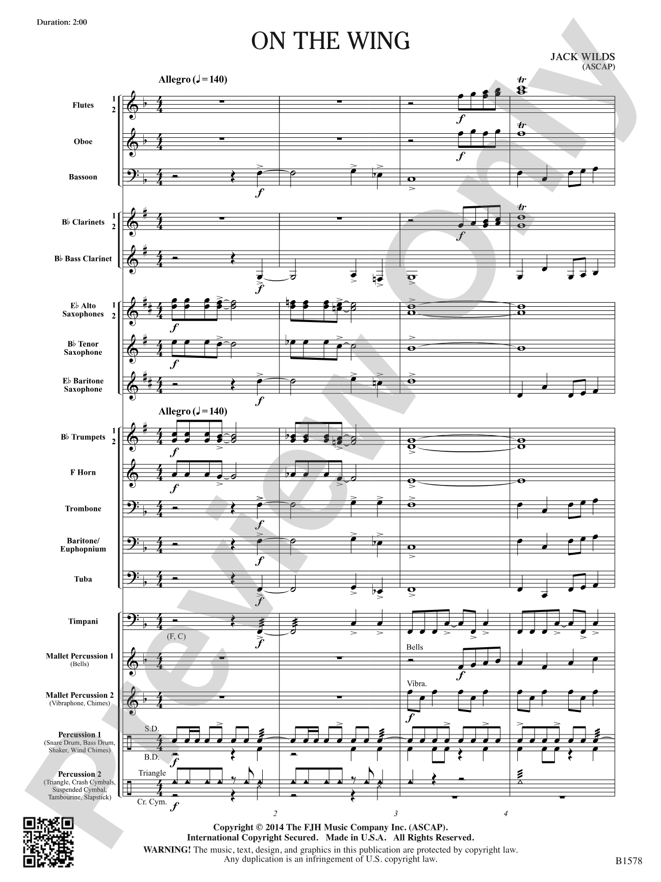 On the Wing: Concert Band Conductor Score & Parts