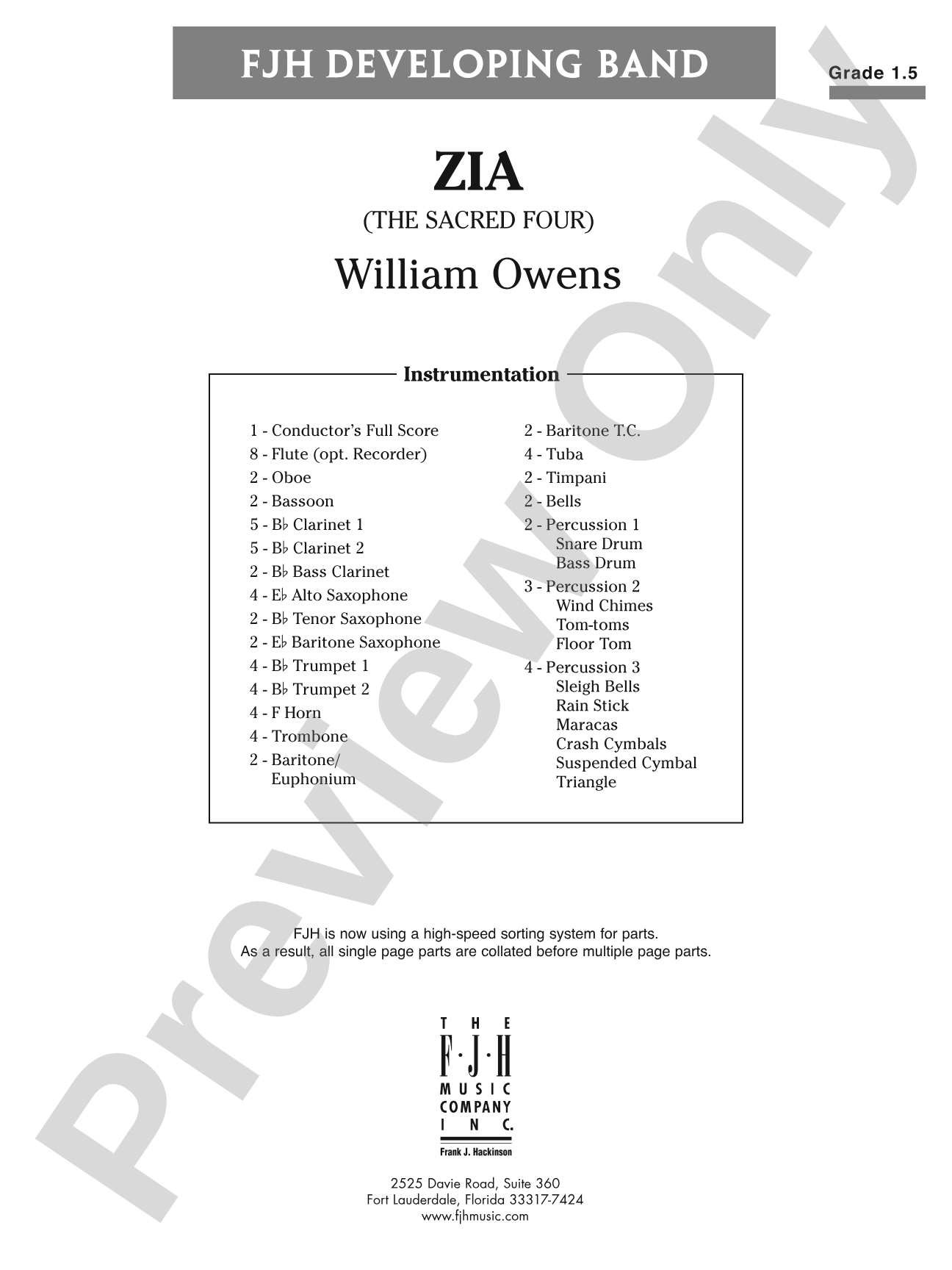 Zia: Concert Band Conductor Score & Parts