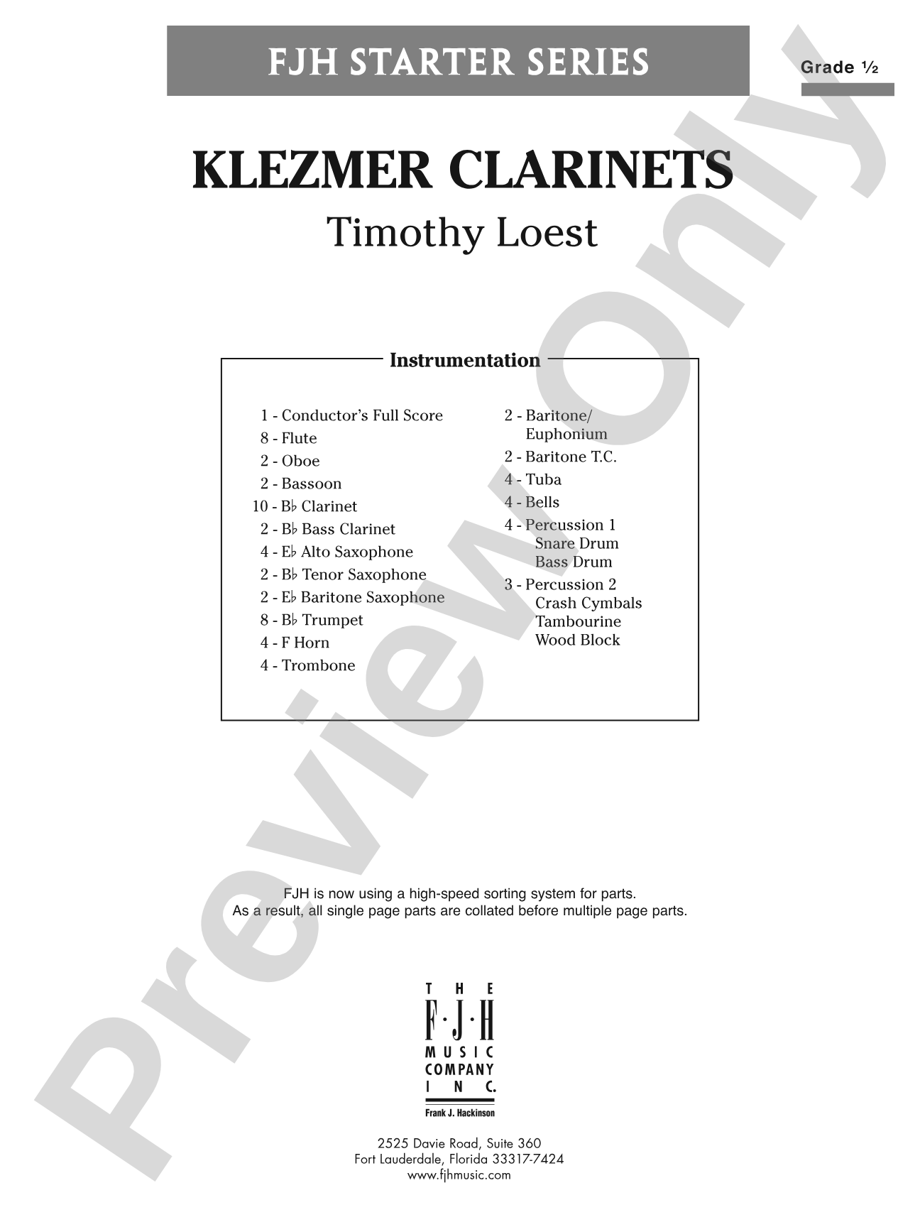 Klezmer Clarinets: Concert Band Conductor Score & Parts