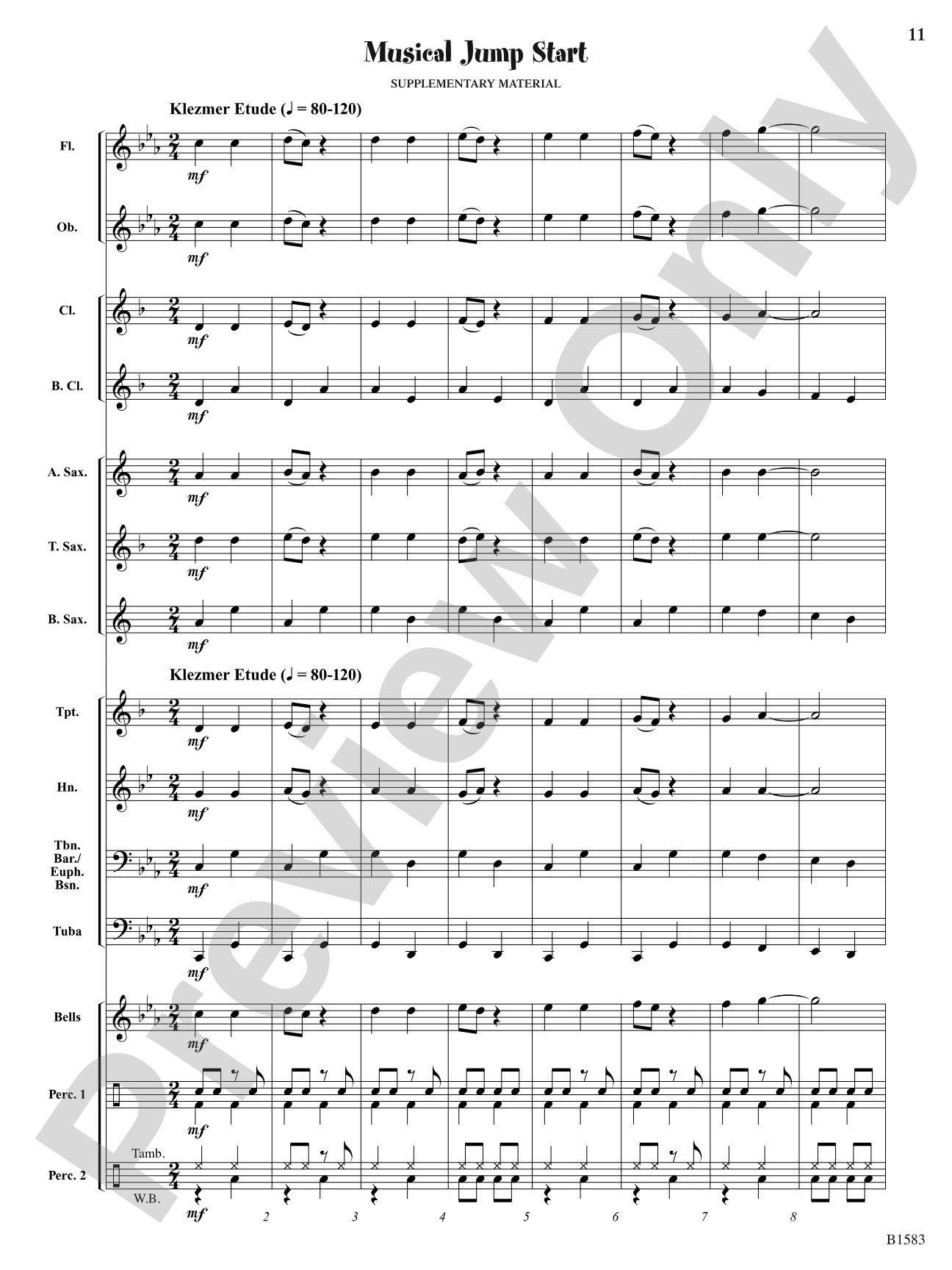 Klezmer Clarinets: Concert Band Conductor Score & Parts