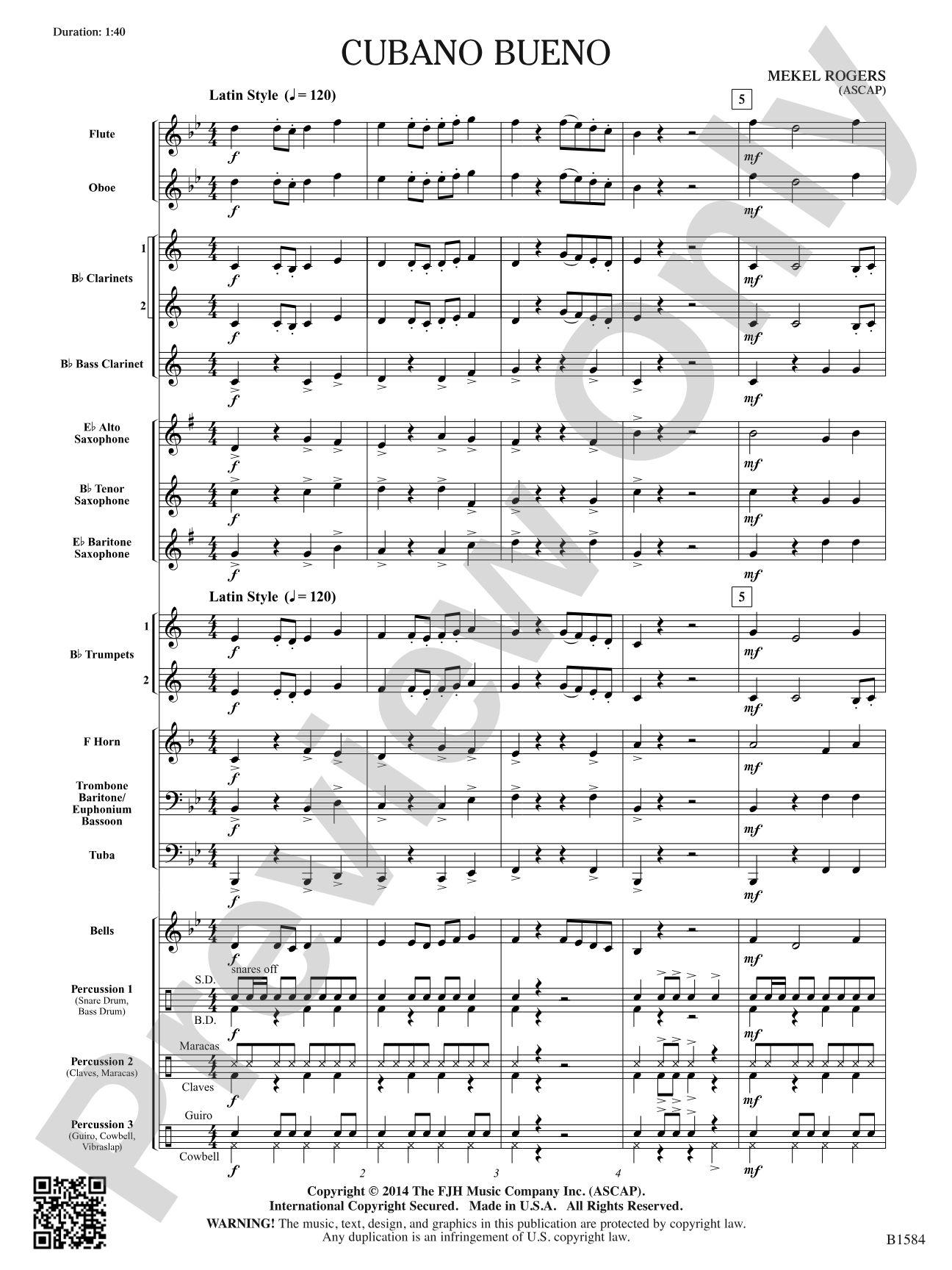 Cubano Bueno: Concert Band Conductor Score & Parts