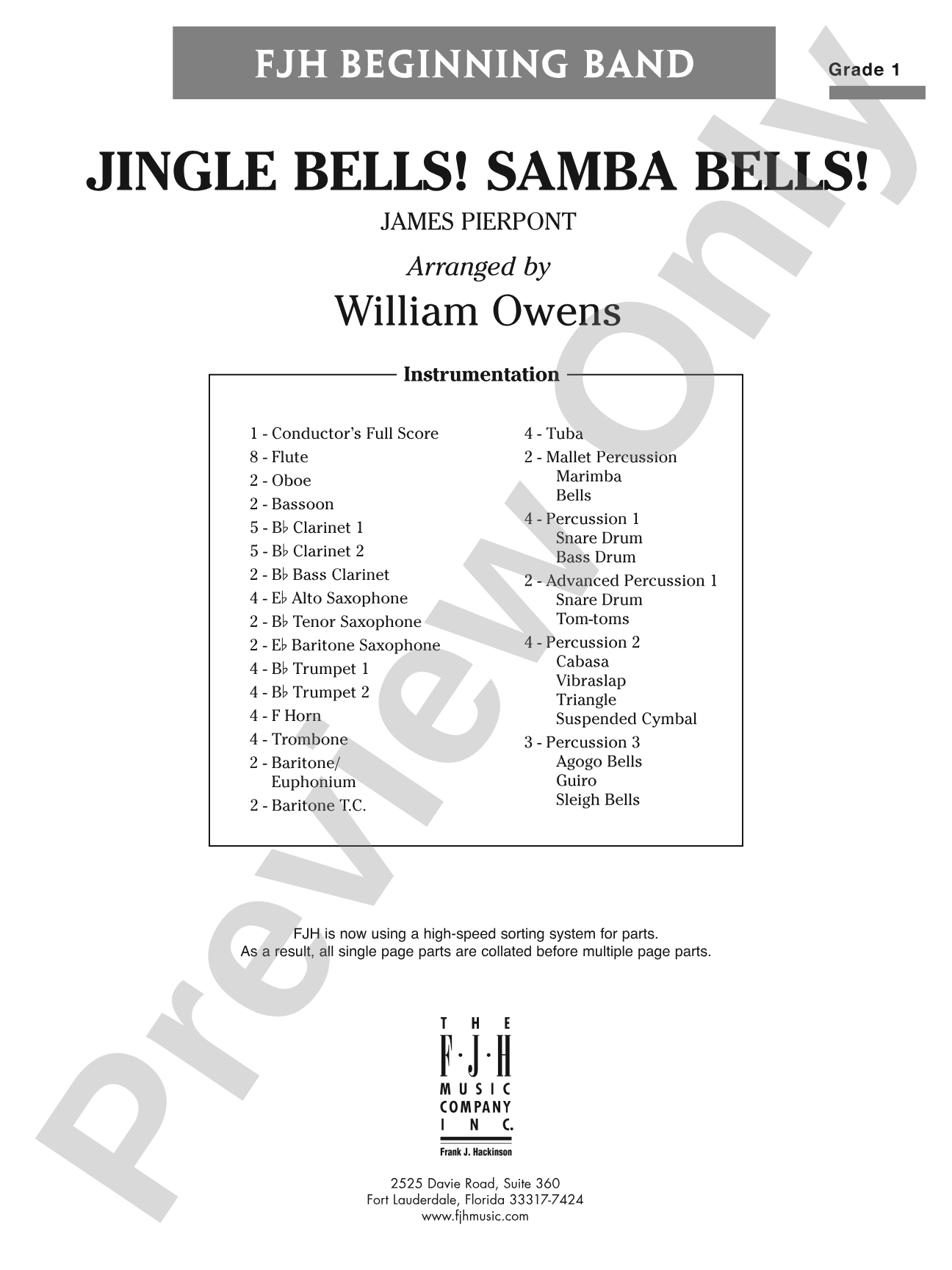 Jingle Bells! Samba Bells!: Concert Band Conductor Score & Parts