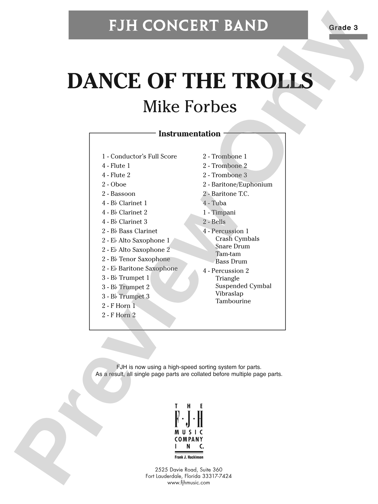 Dance of the Trolls: Concert Band Conductor Score & Parts