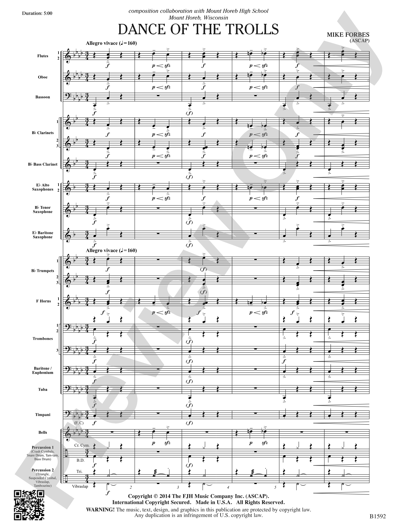 Dance of the Trolls: Concert Band Conductor Score & Parts