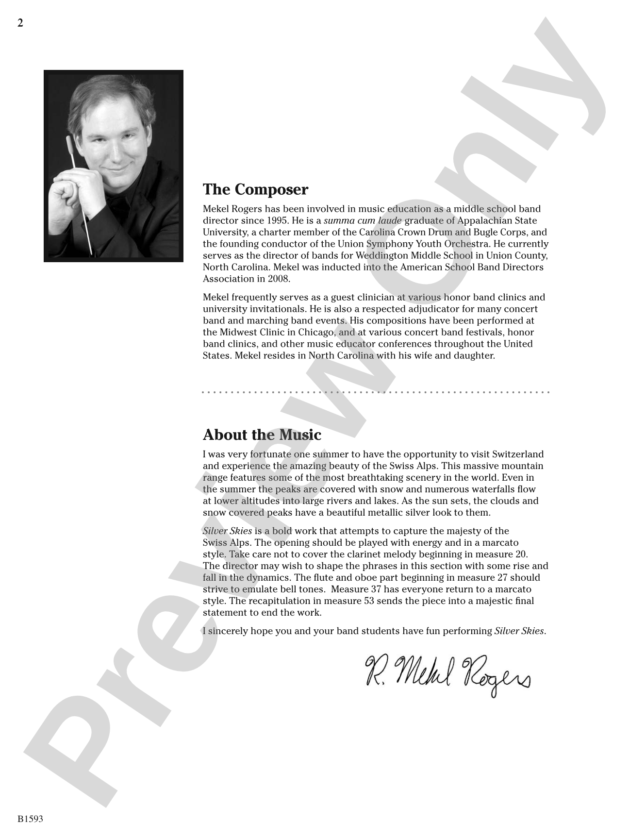 Silver Skies: Concert Band Conductor Score & Parts