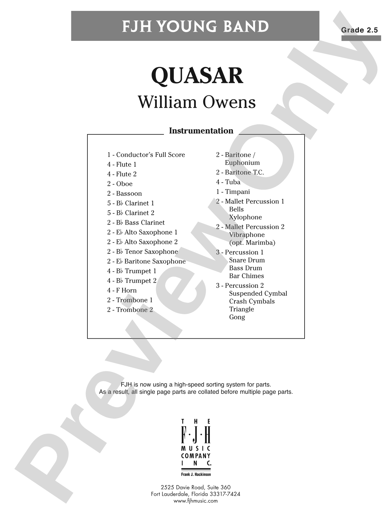 Quasar: Concert Band Conductor Score & Parts