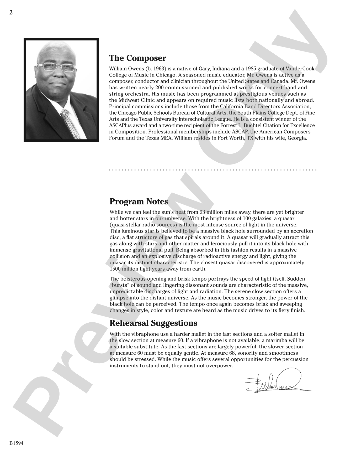 Quasar: Concert Band Conductor Score & Parts