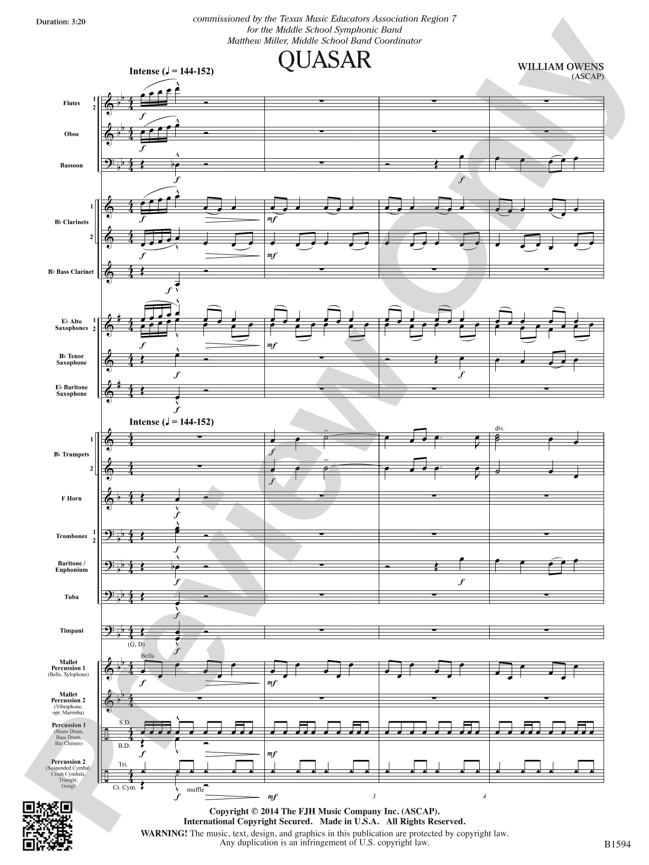 Quasar: Concert Band Conductor Score & Parts
