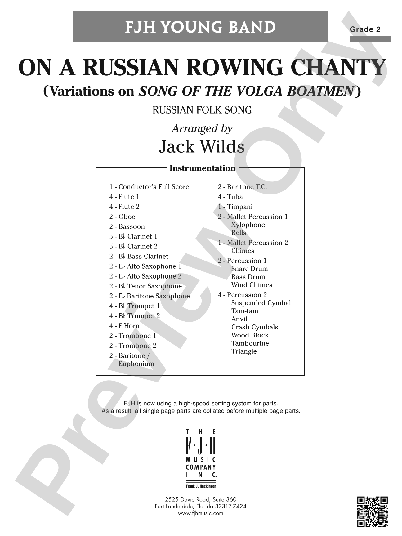 On a Russian Rowing Chanty: Concert Band Conductor Score & Parts