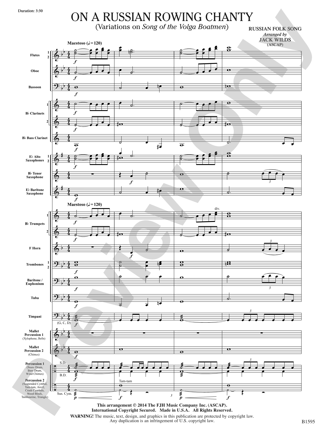 On a Russian Rowing Chanty: Concert Band Conductor Score & Parts