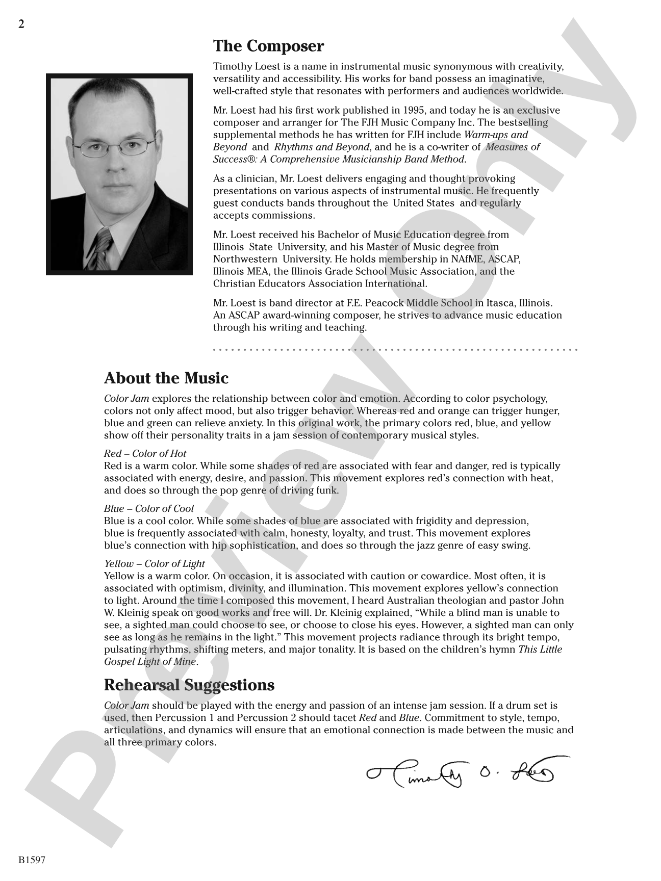 Color Jam: Concert Band Conductor Score & Parts