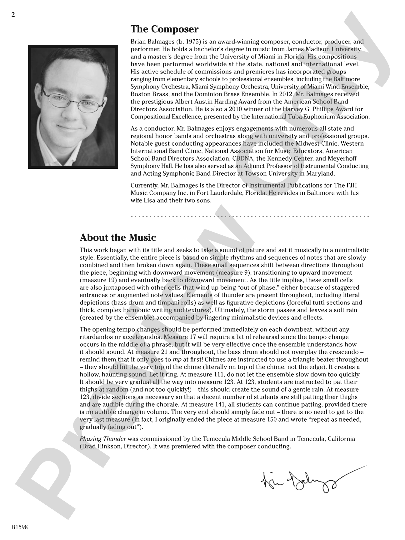 Phasing Thunder: Concert Band Conductor Score & Parts