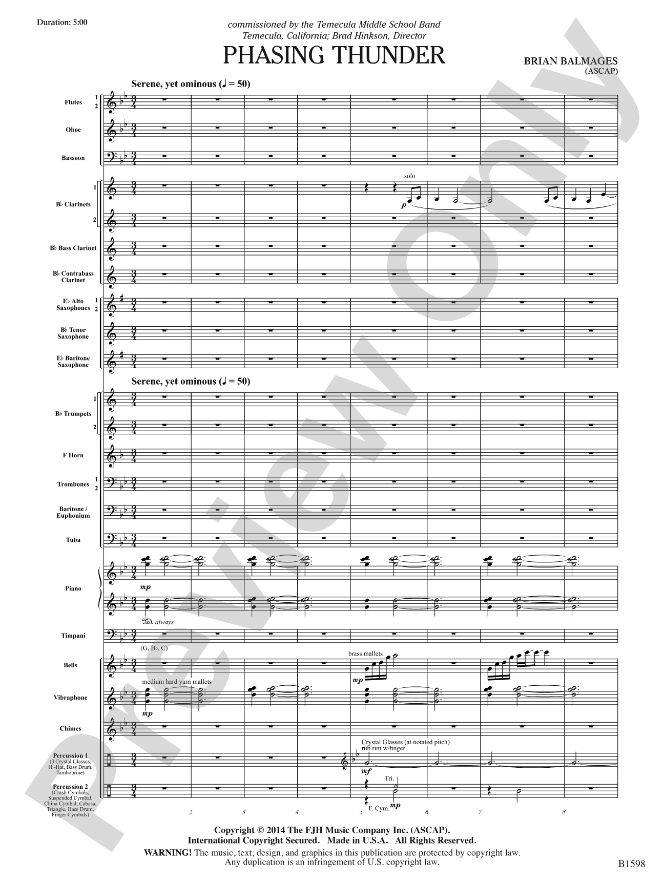 Phasing Thunder: Concert Band Conductor Score & Parts