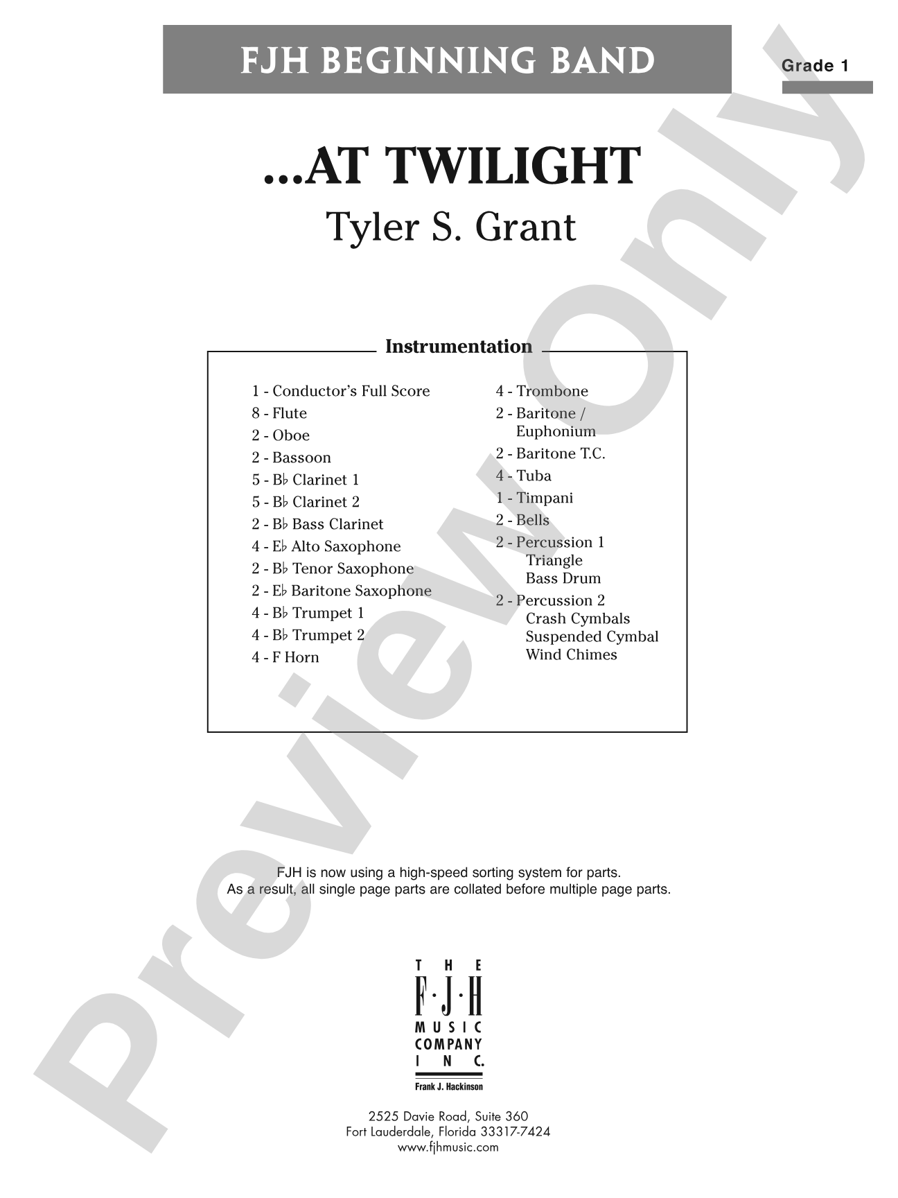 ...At Twilight: Concert Band Conductor Score & Parts