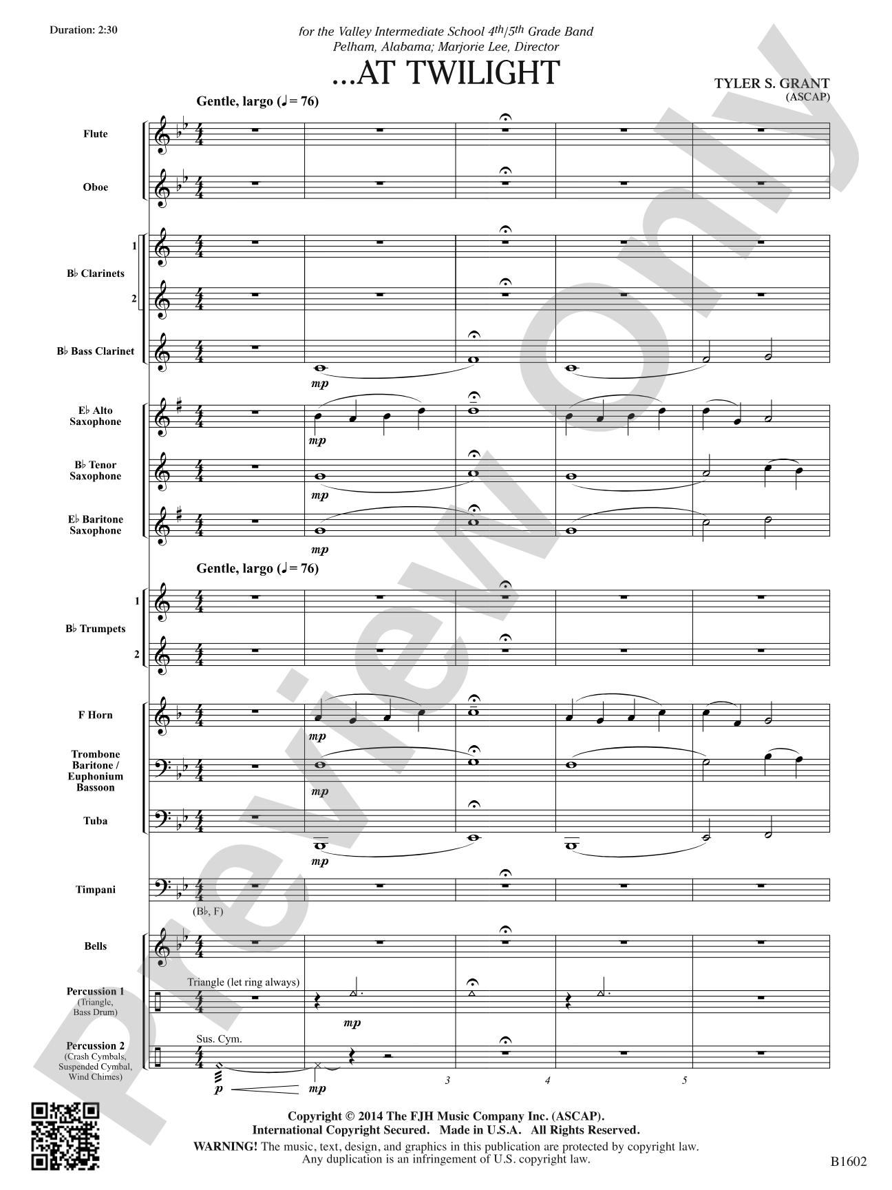 ...At Twilight: Concert Band Conductor Score & Parts