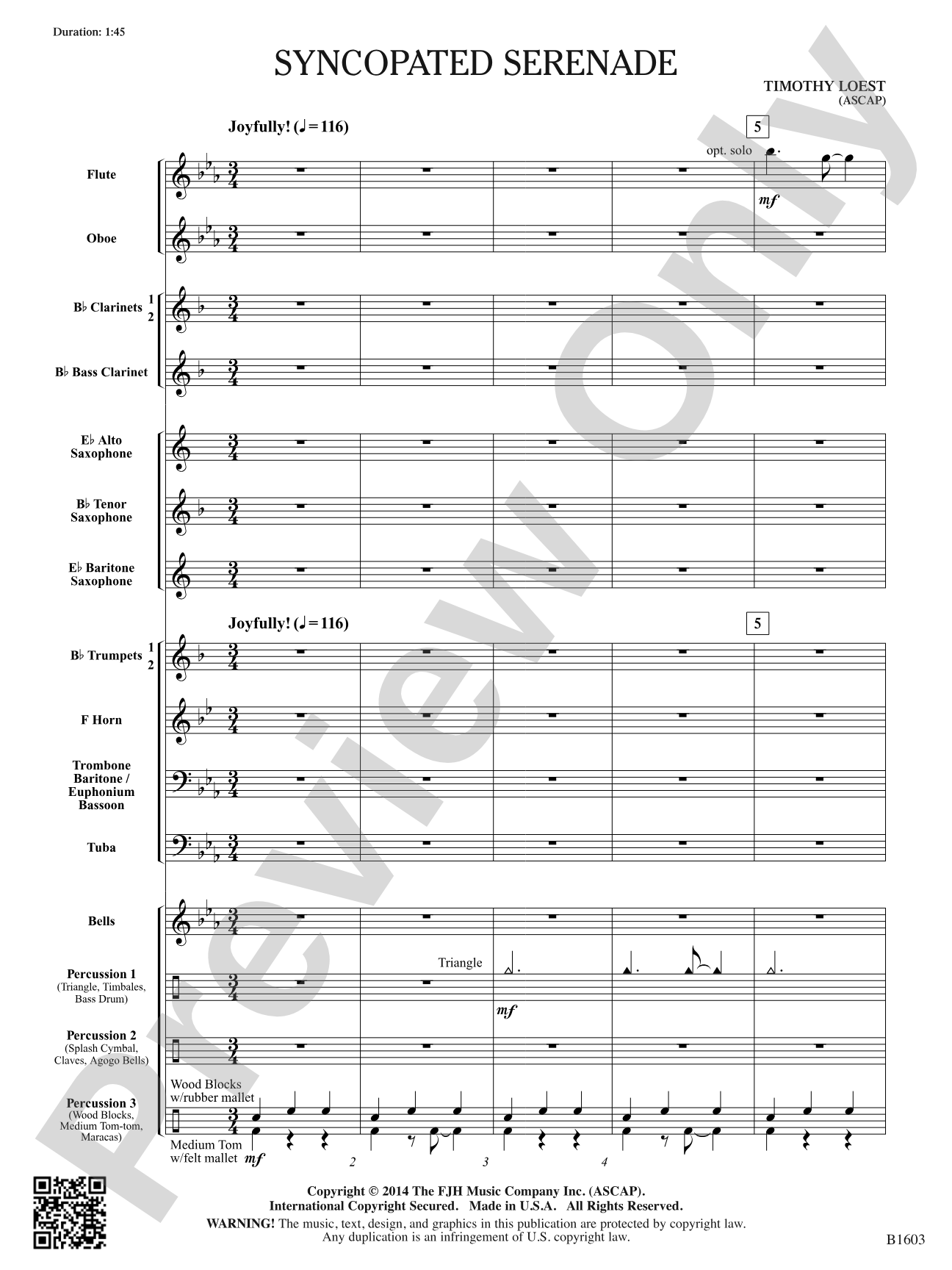Syncopated Serenade: Concert Band Conductor Score & Parts