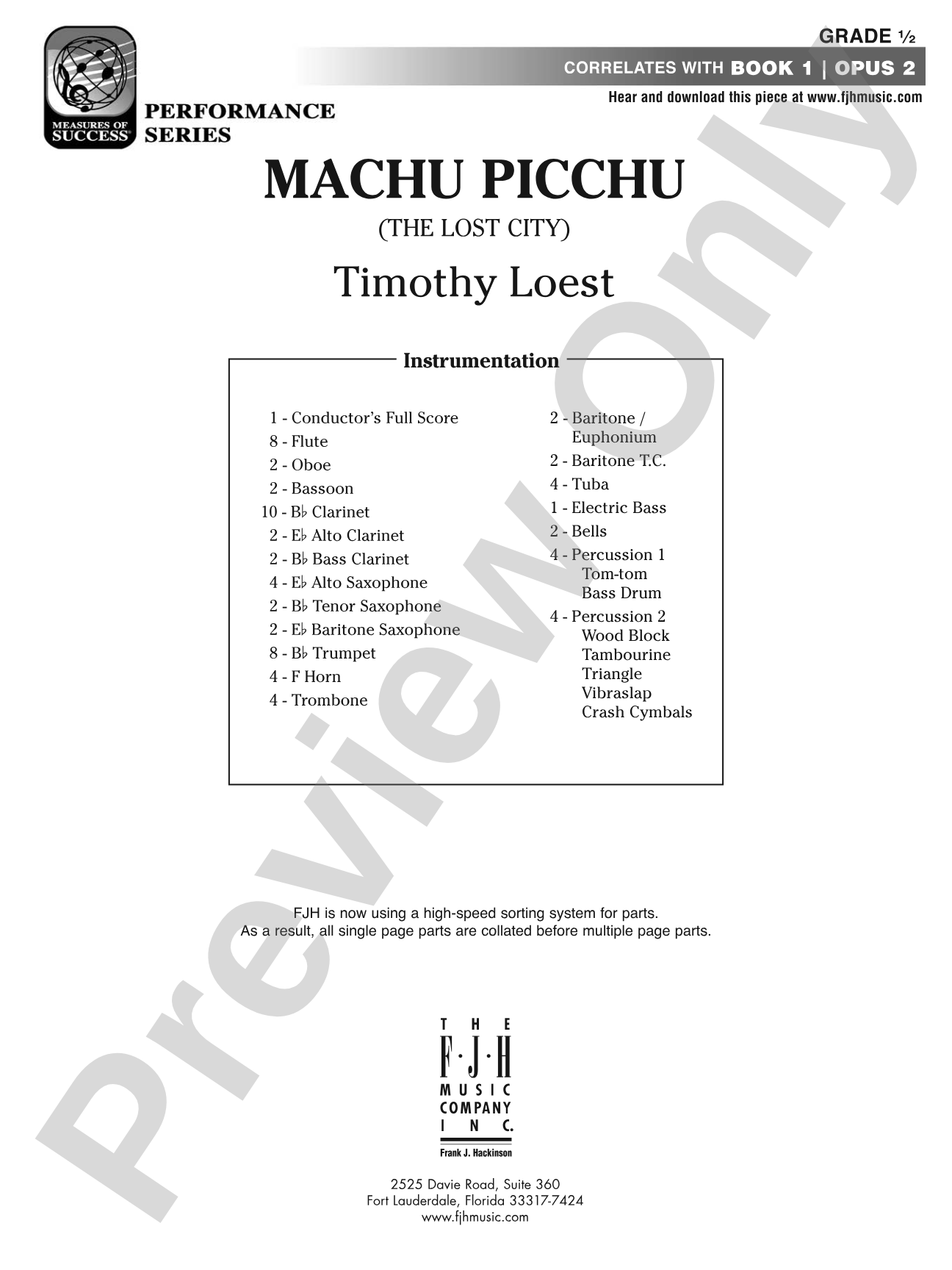 Machu Picchu: Concert Band Conductor Score & Parts