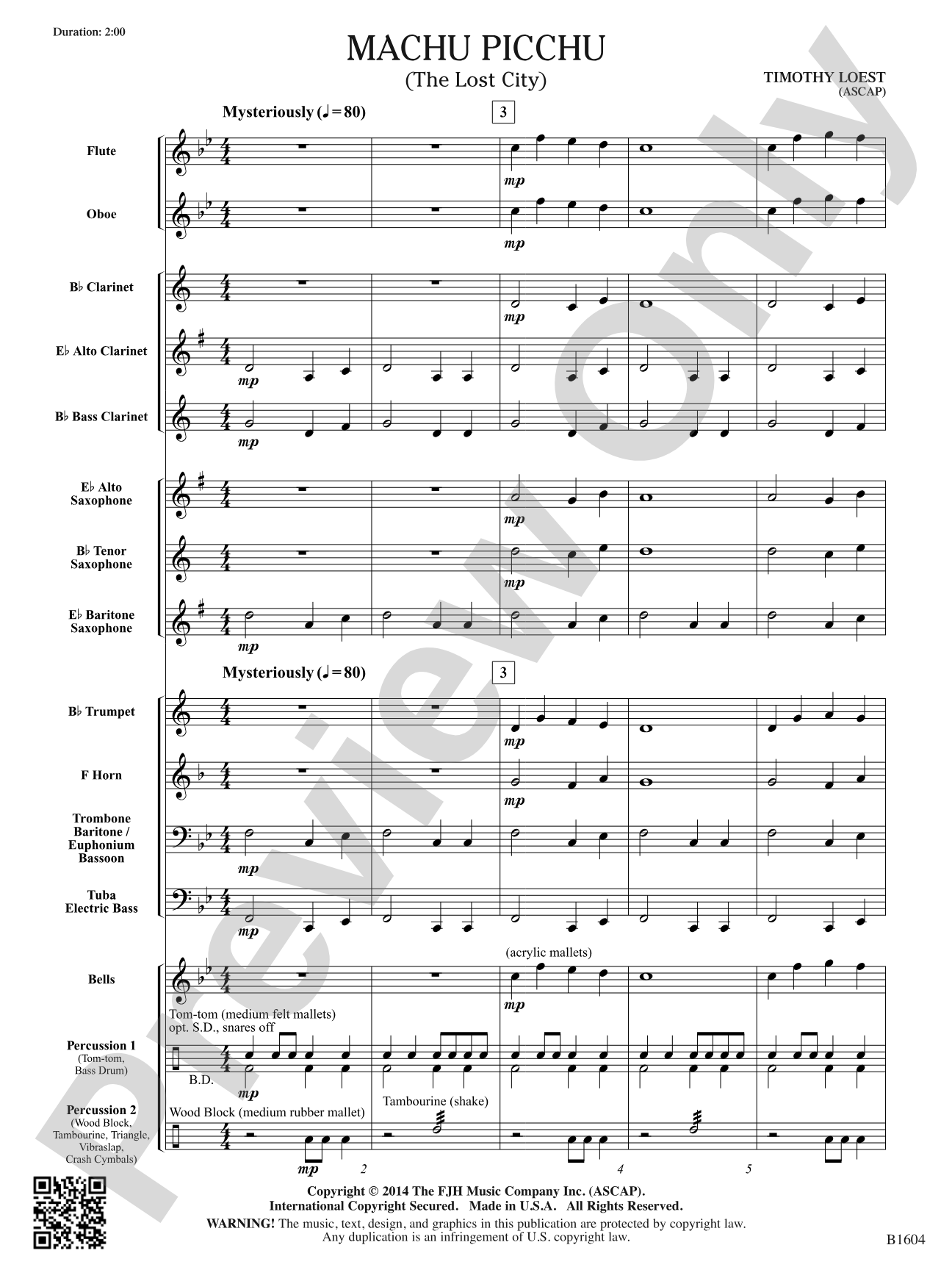 Machu Picchu: Concert Band Conductor Score & Parts