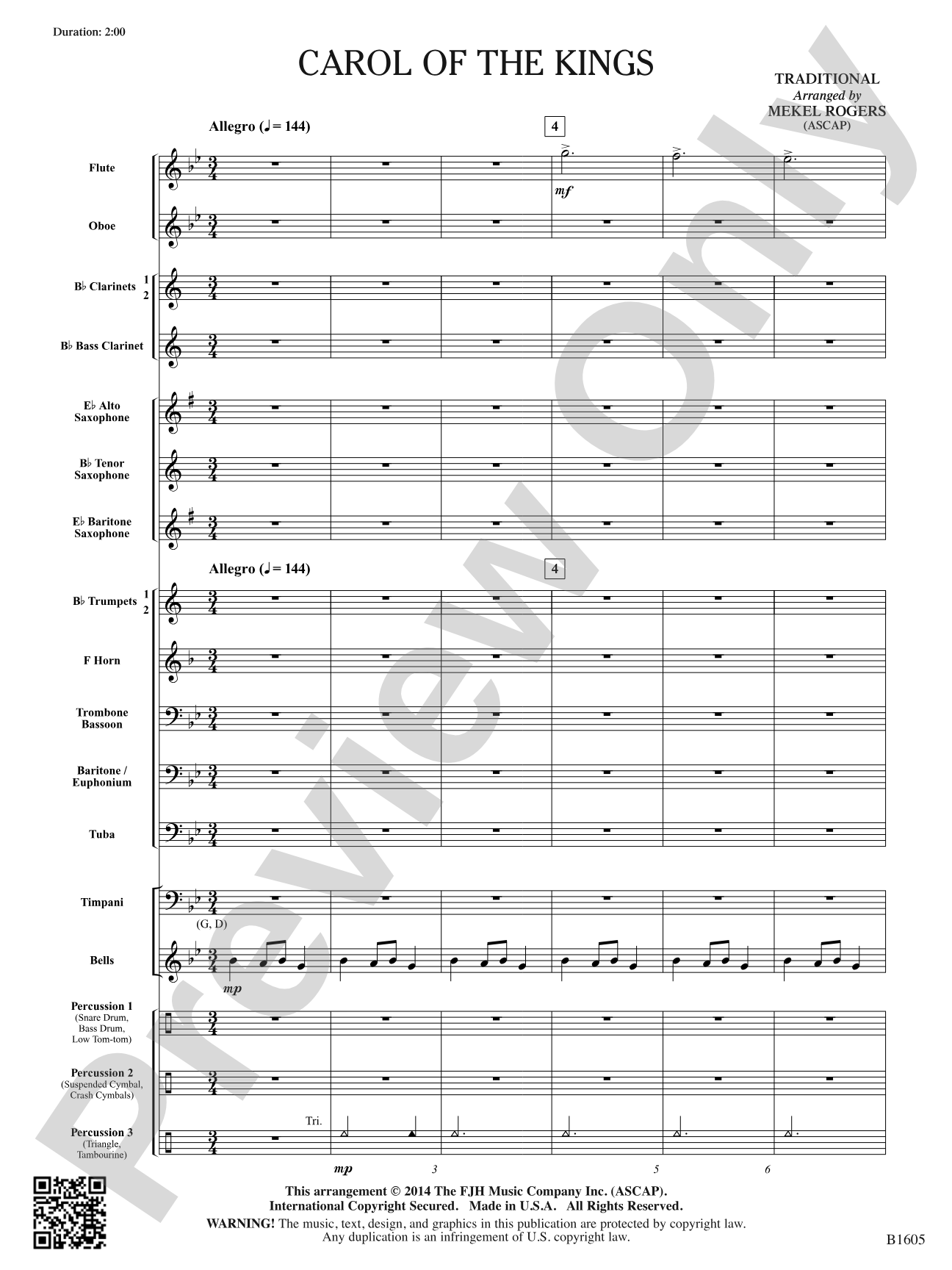 Carol of the Kings: Concert Band Conductor Score & Parts