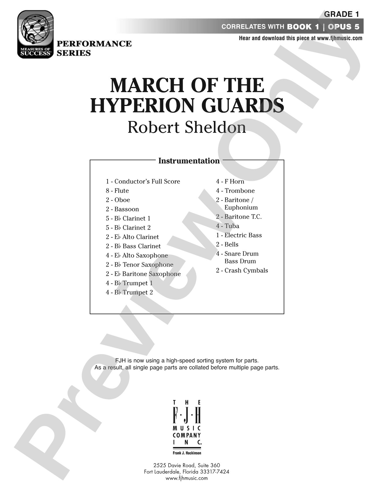 March of the Hyperion Guards: Concert Band Conductor Score & Parts