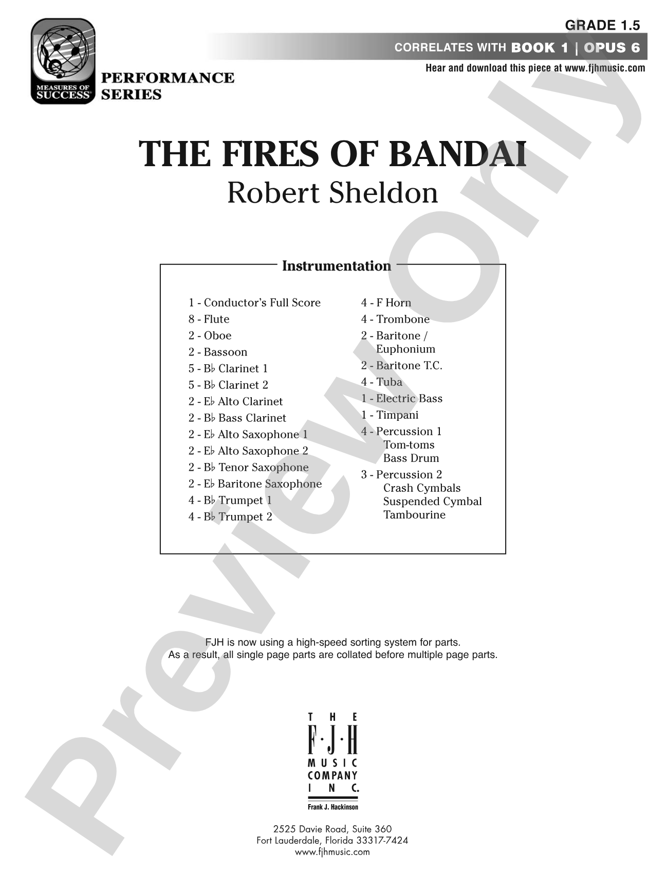The Fires of Bandai: Concert Band Conductor Score & Parts