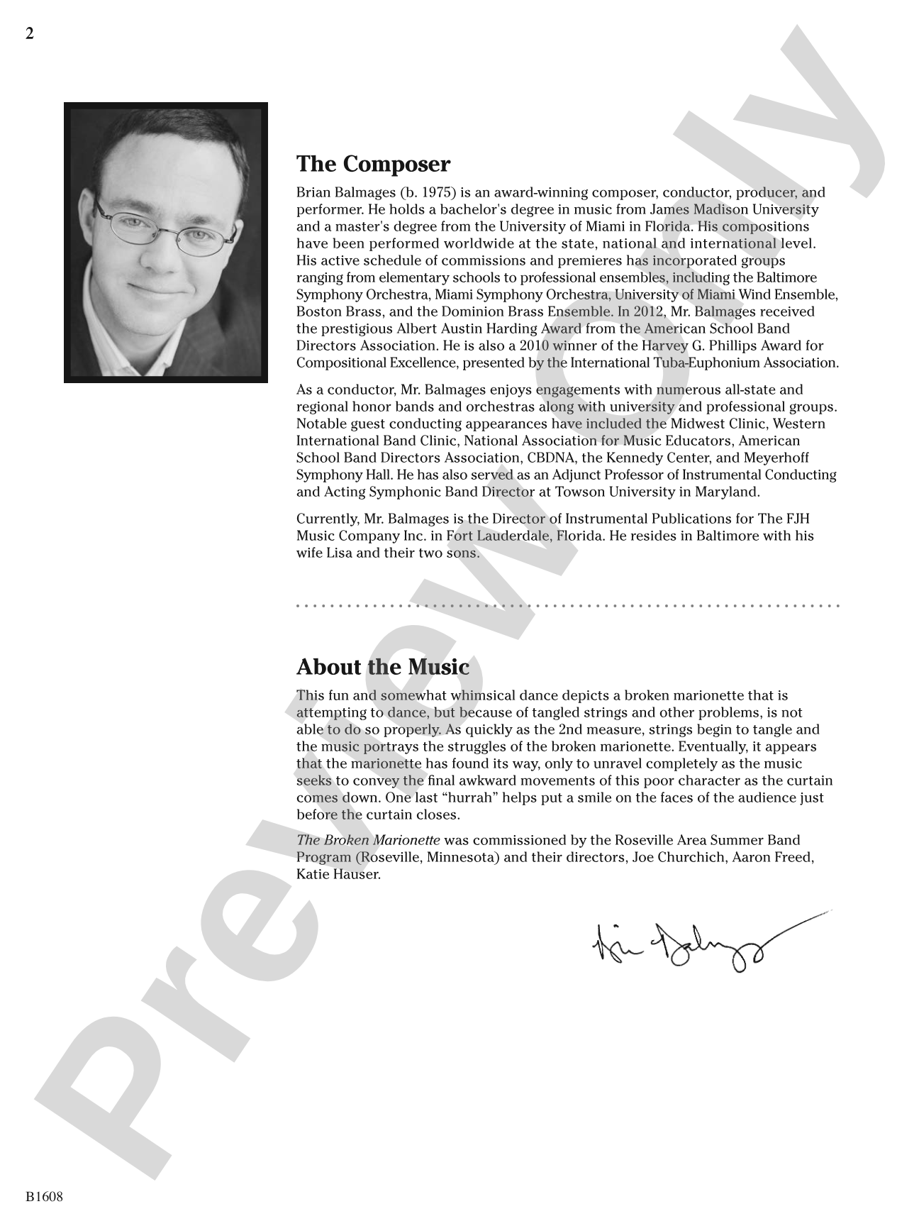The Broken Marionette: Concert Band Conductor Score & Parts