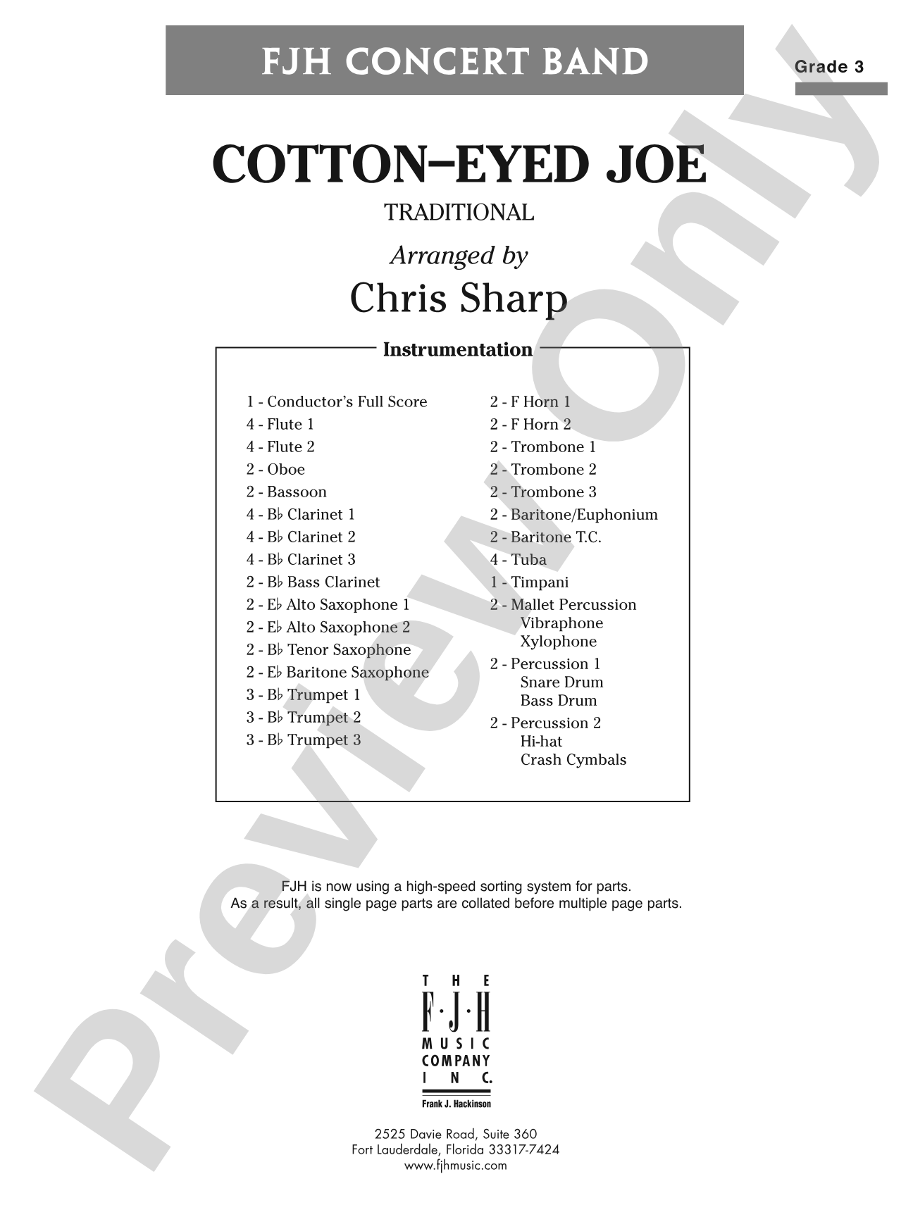 Cotton-Eyed Joe: Concert Band Conductor Score & Parts