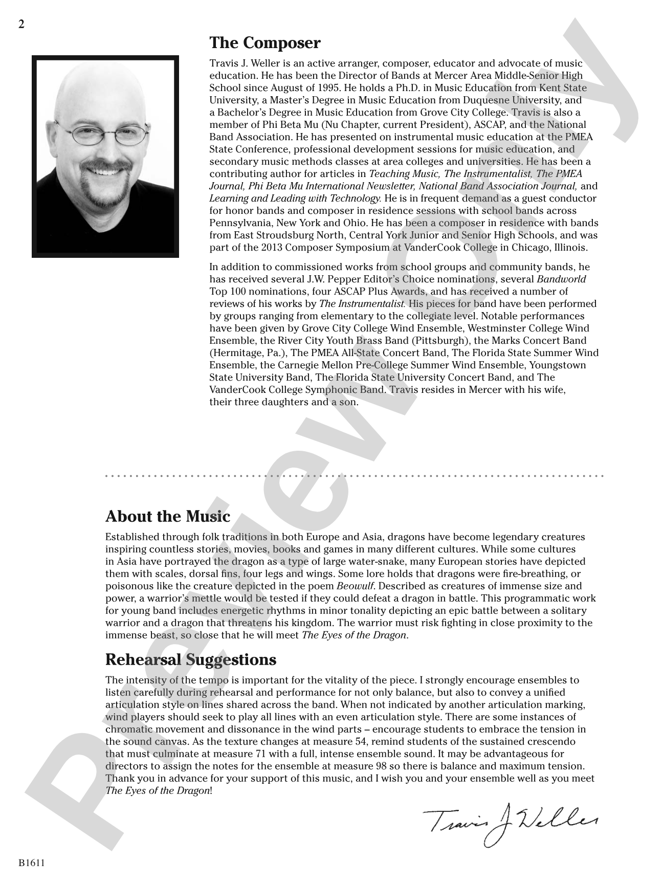 Eyes of the Dragon: Concert Band Conductor Score & Parts