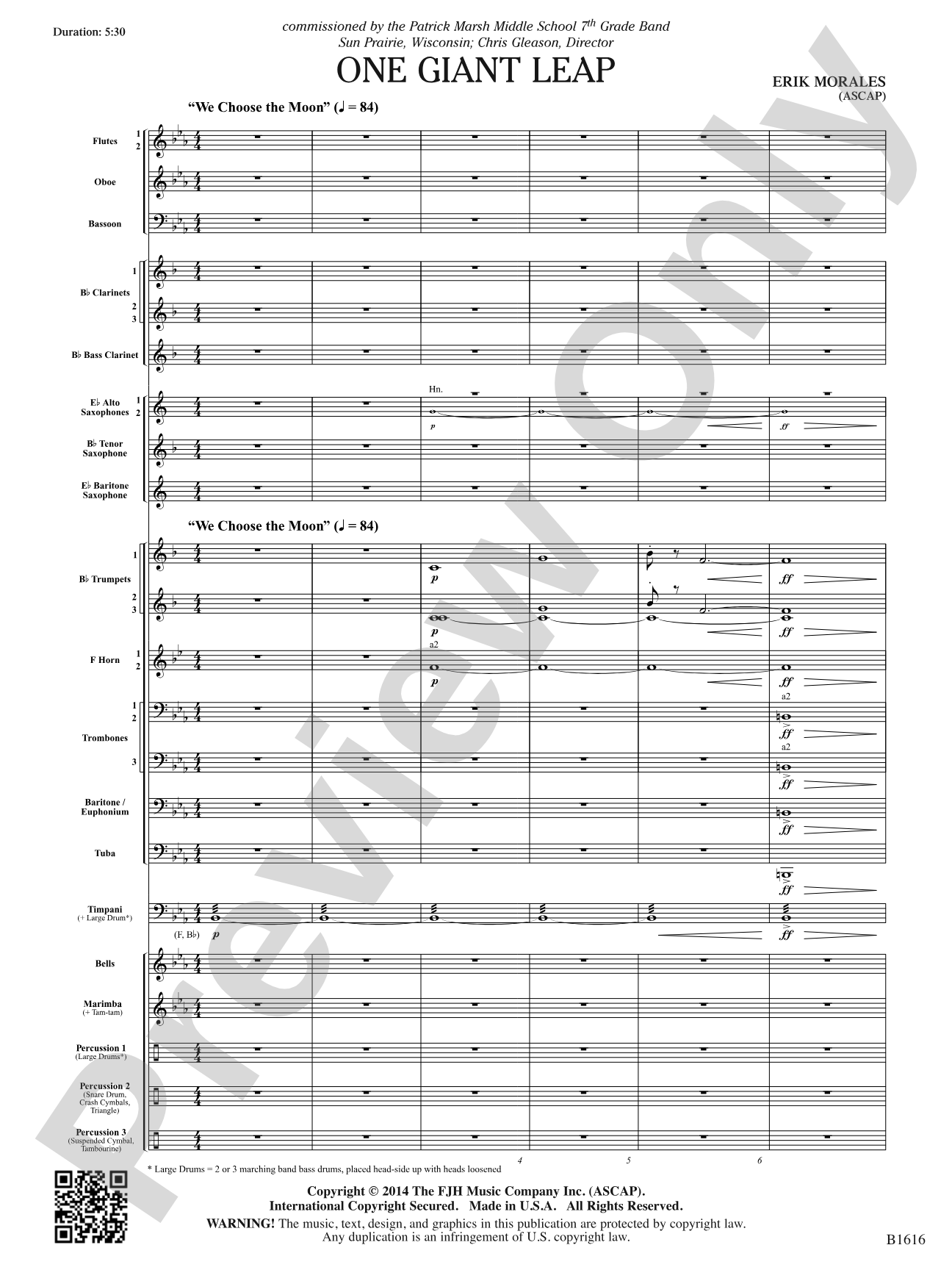 One Giant Leap: Concert Band Conductor Score & Parts