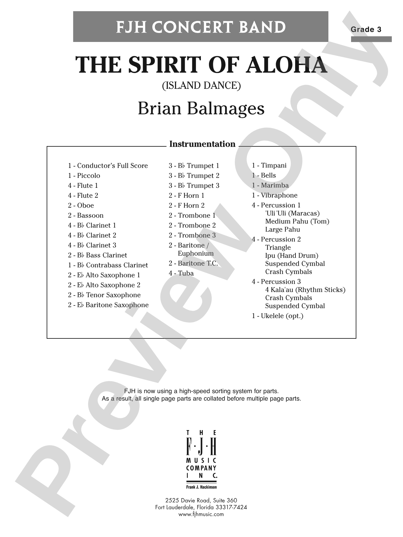 The Spirit of Aloha (Island Dance): Concert Band Conductor Score & Parts