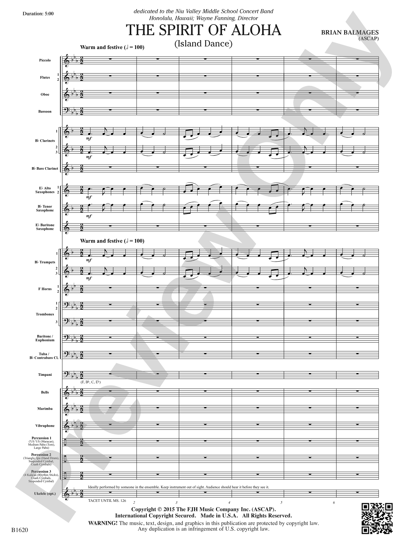 The Spirit of Aloha (Island Dance): Concert Band Conductor Score & Parts