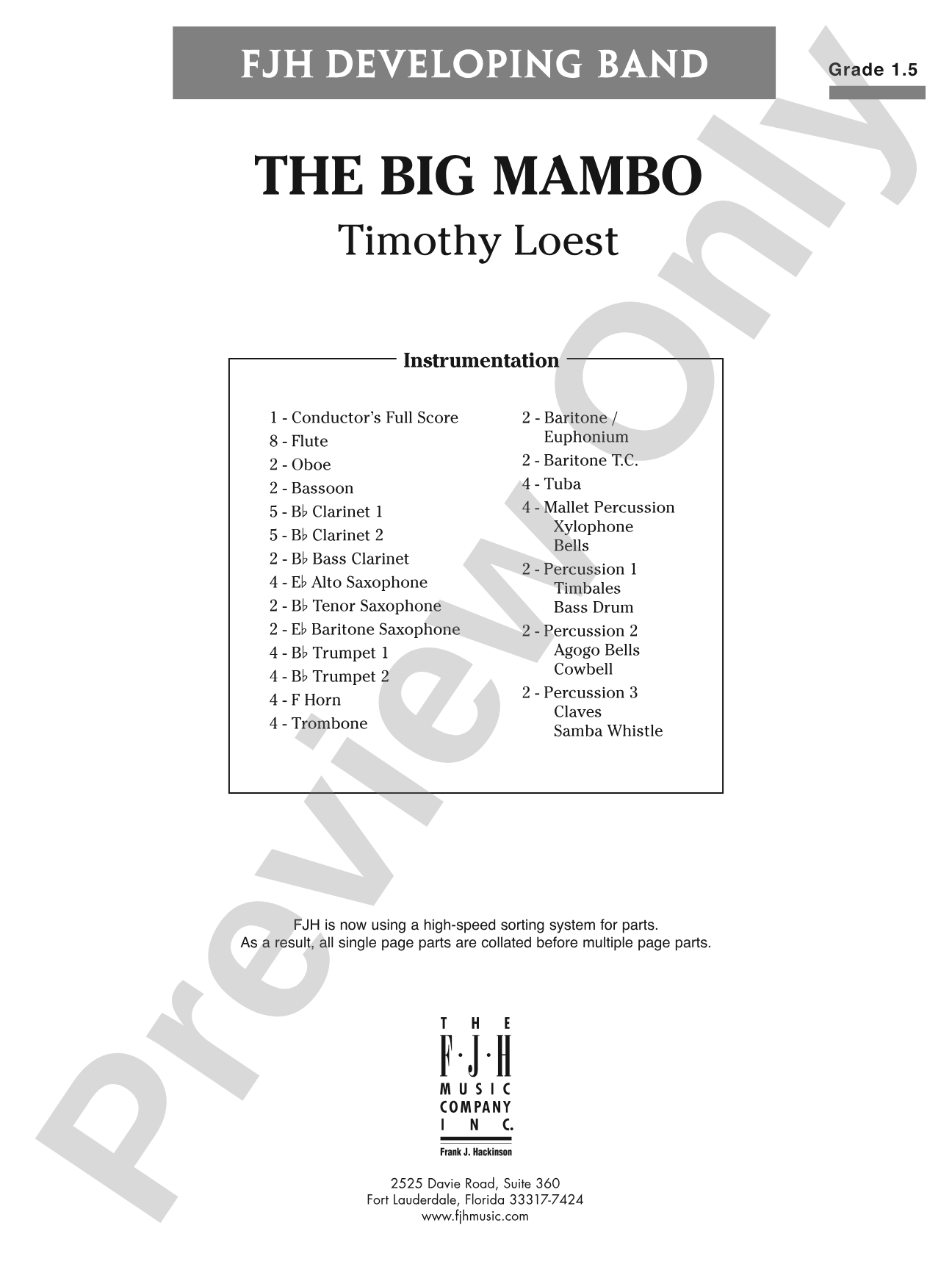 The Big Mambo: Concert Band Conductor Score & Parts