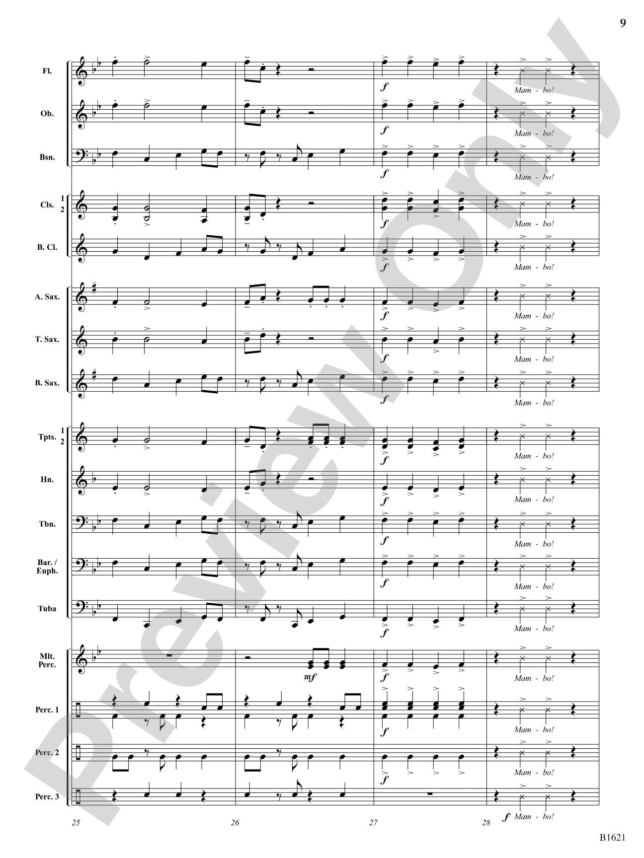 The Big Mambo: Concert Band Conductor Score & Parts