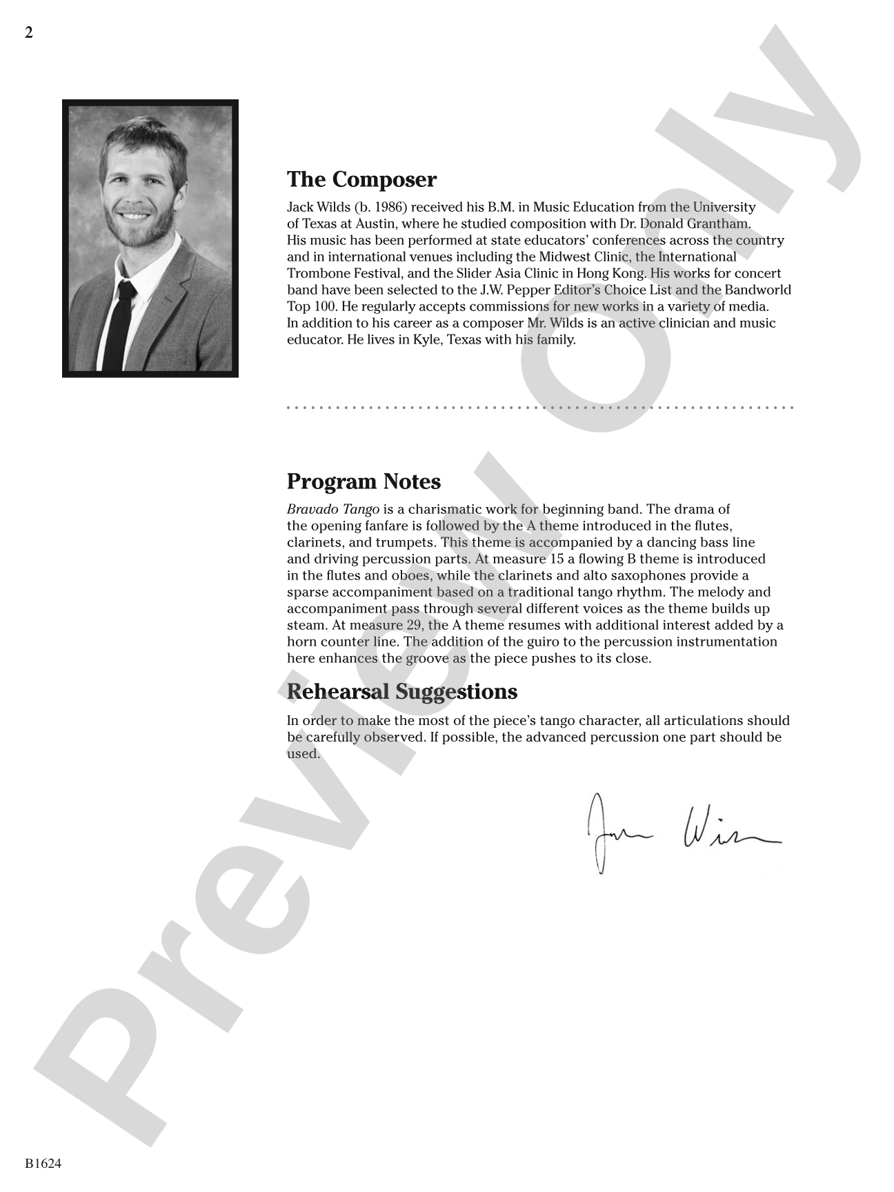 Bravado Tango: Score