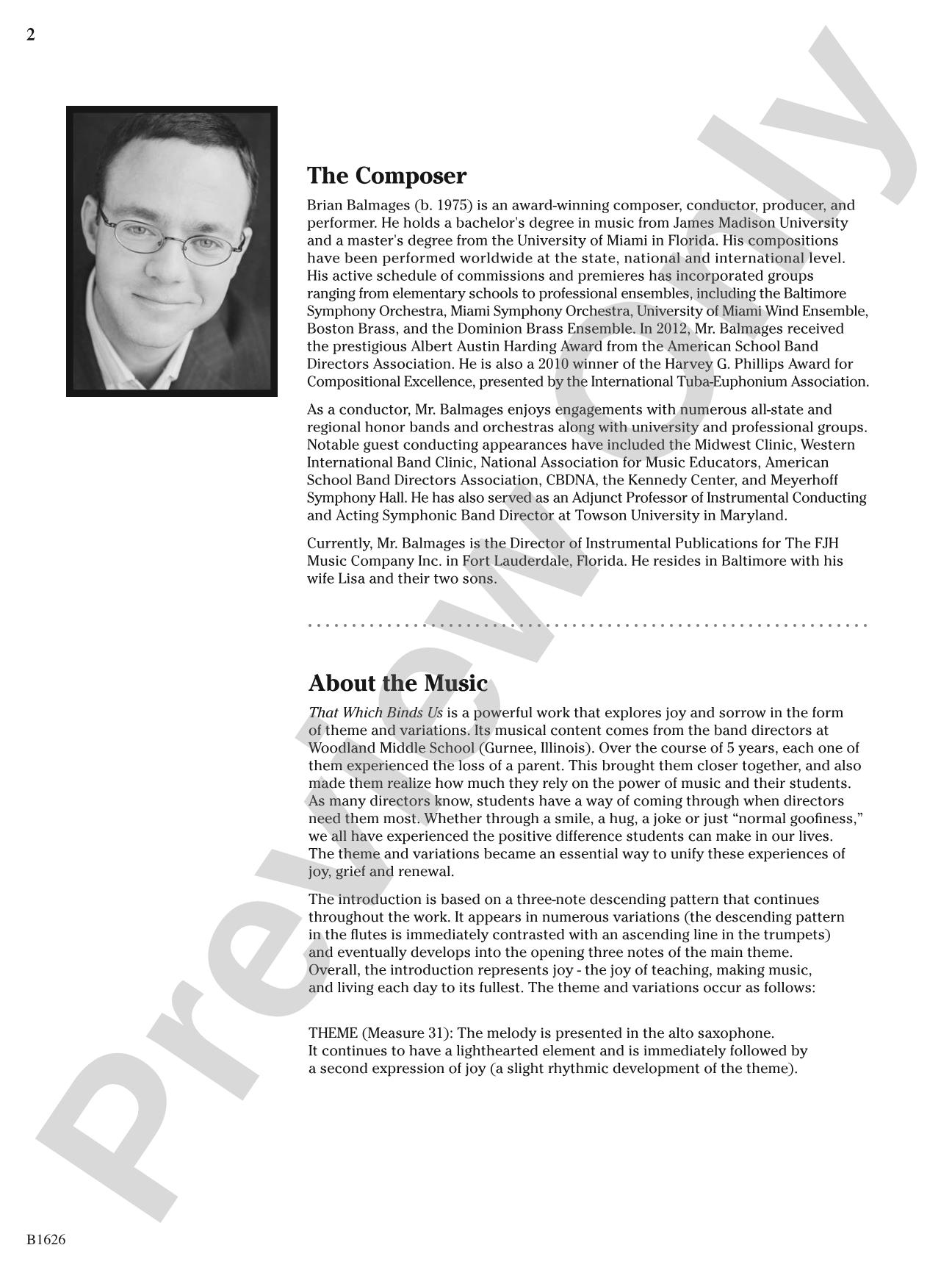 That Which Binds Us: Concert Band Conductor Score & Parts