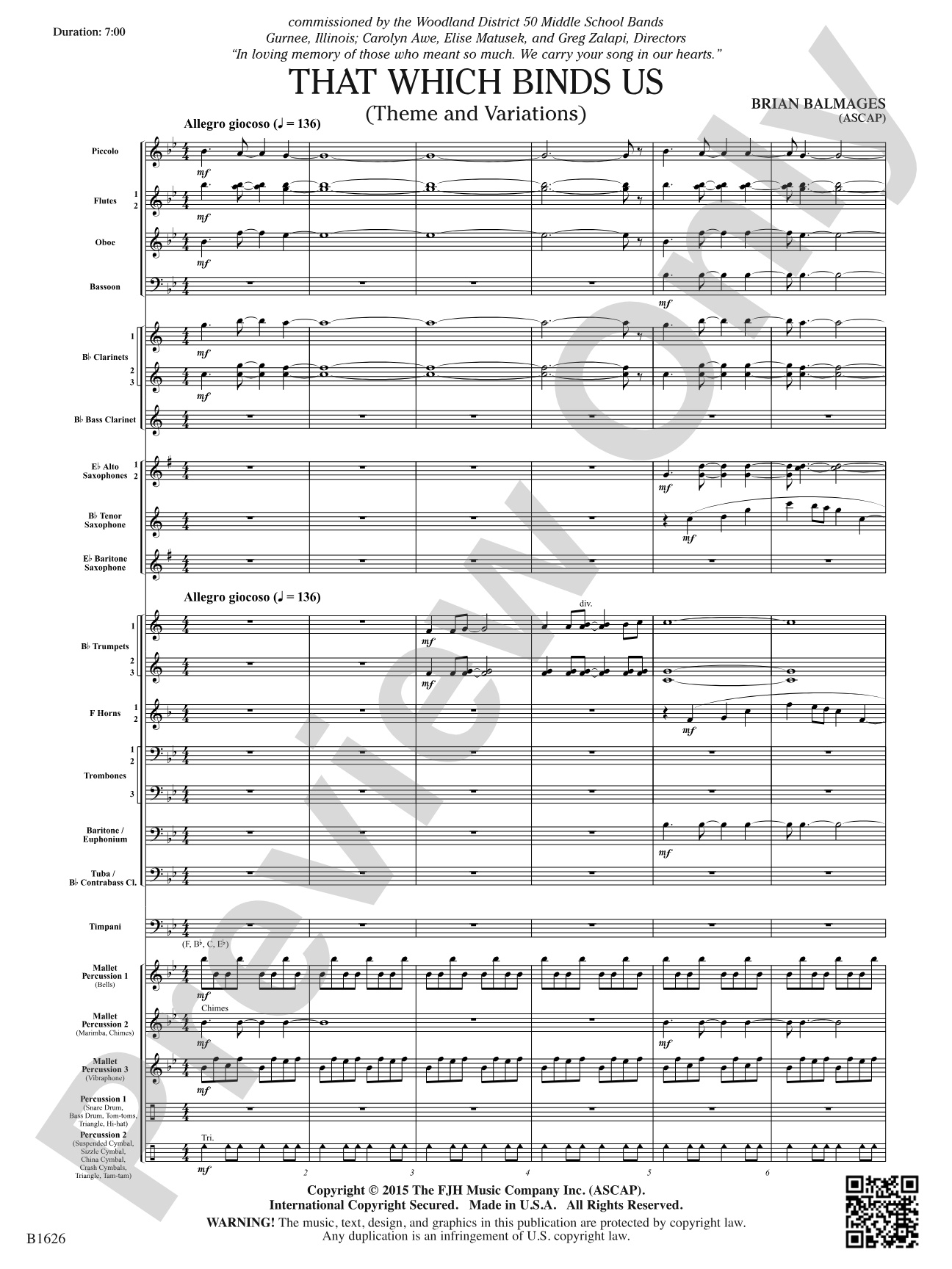 That Which Binds Us: Concert Band Conductor Score & Parts