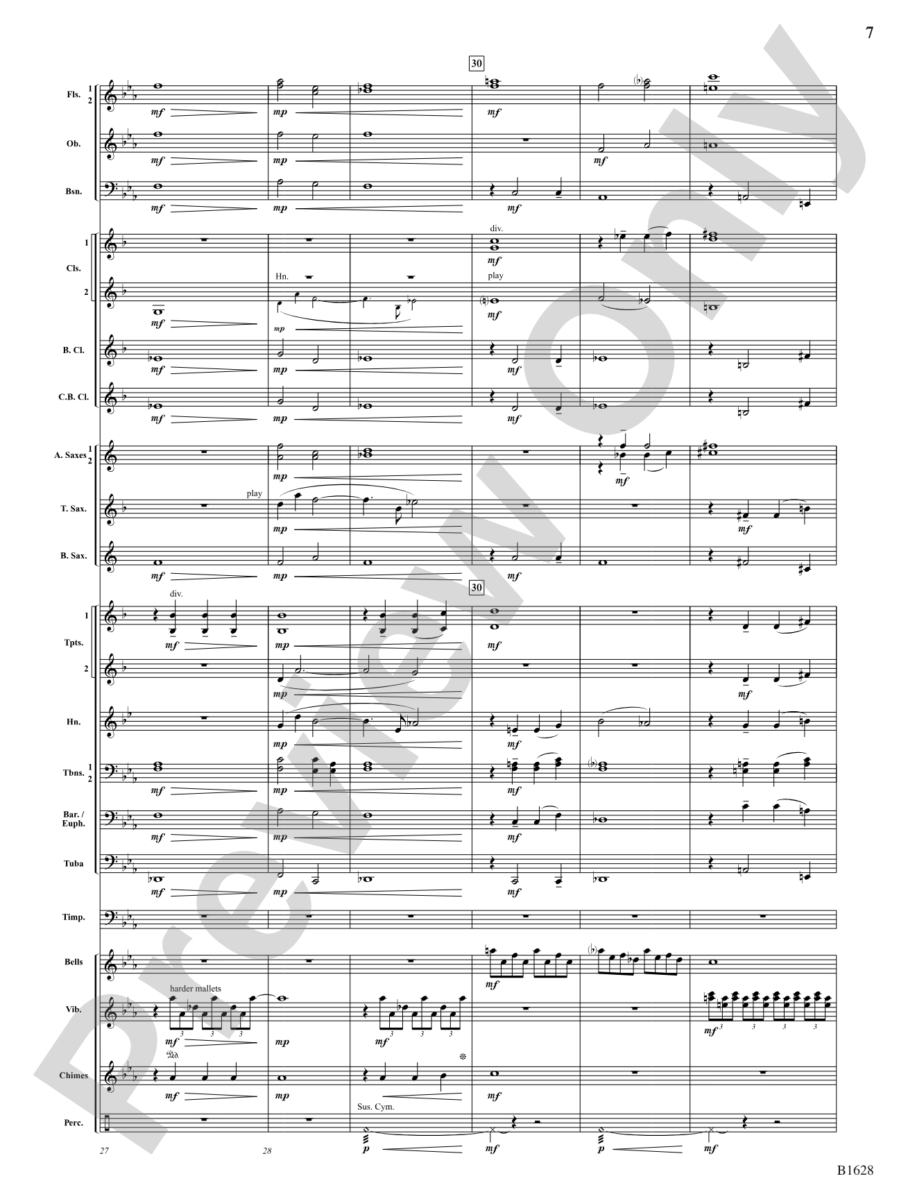 Rippling Watercolors: Concert Band Conductor Score & Parts
