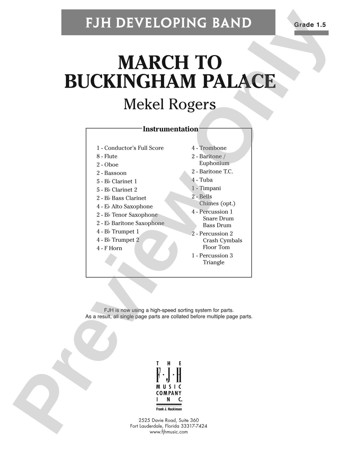 March to Buckingham Palace: Concert Band Conductor Score & Parts