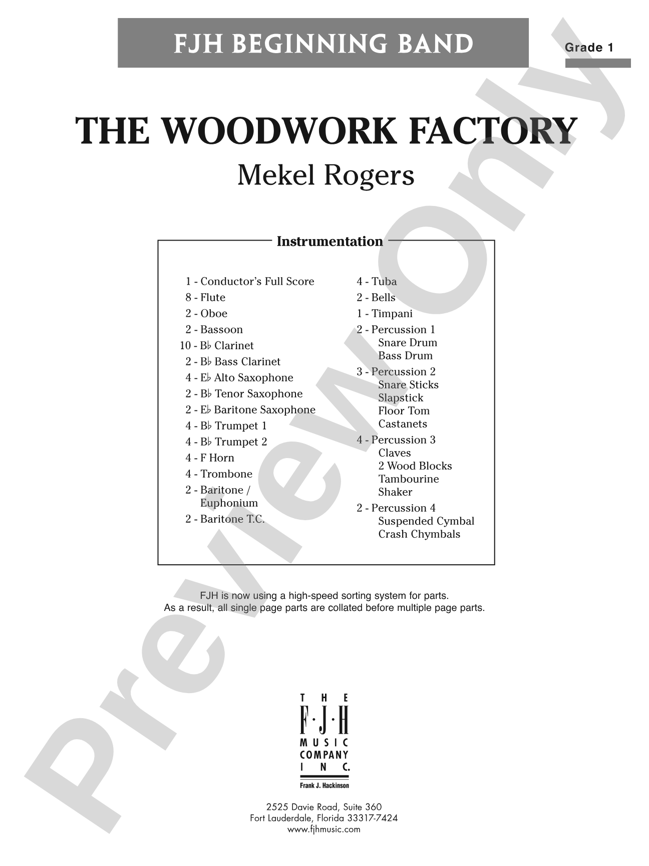 The Woodwork Factory: Concert Band Conductor Score & Parts
