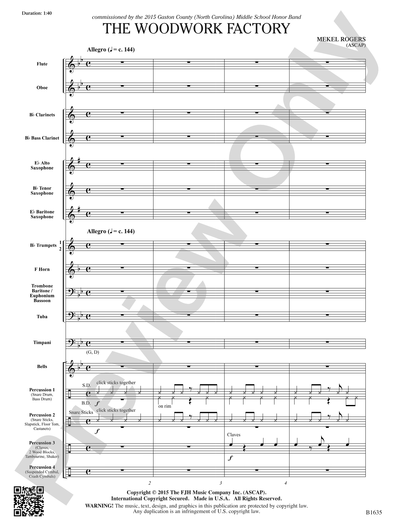 The Woodwork Factory: Concert Band Conductor Score & Parts