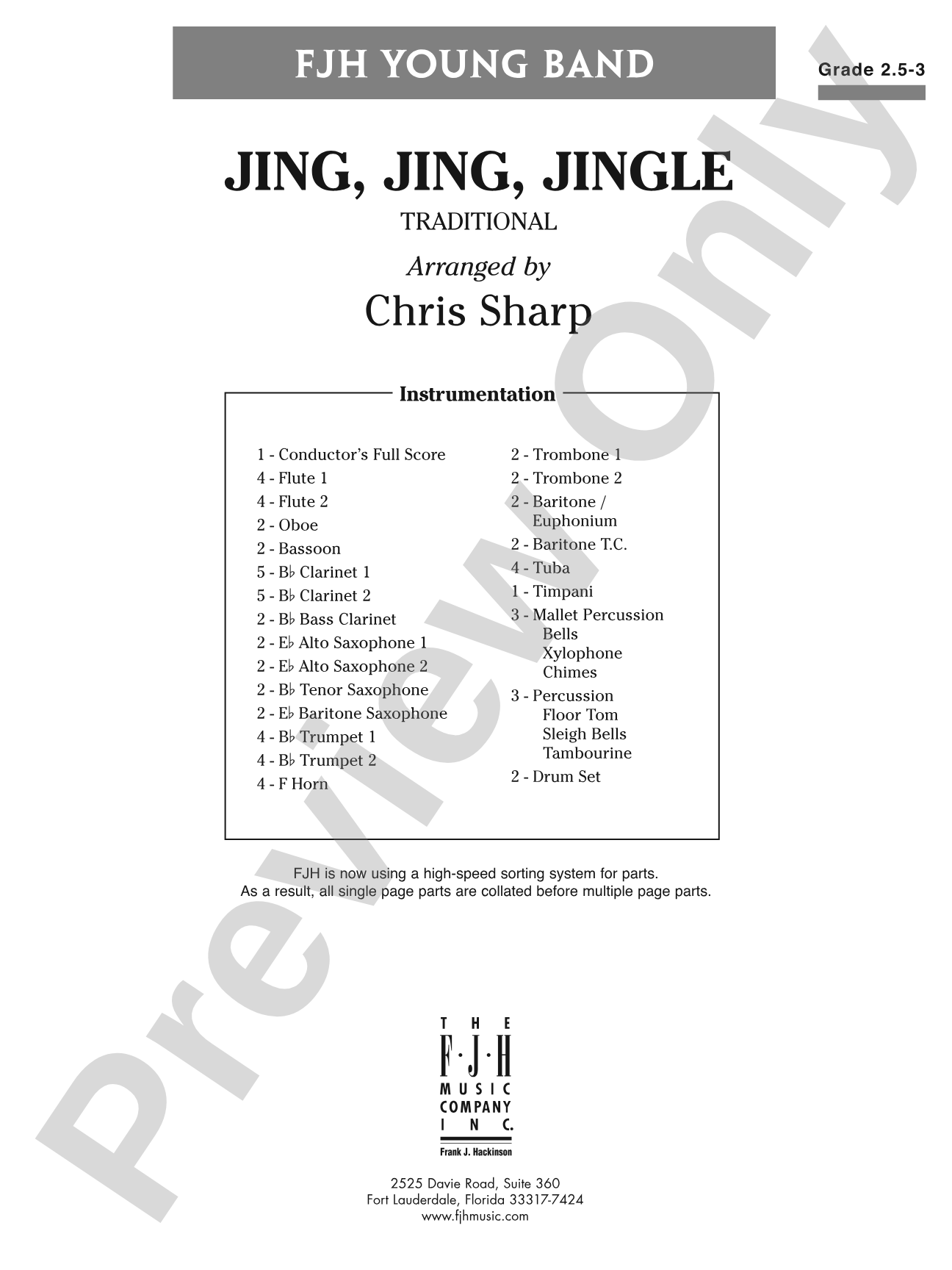 Jing Jing Jingle: Concert Band Conductor Score & Parts