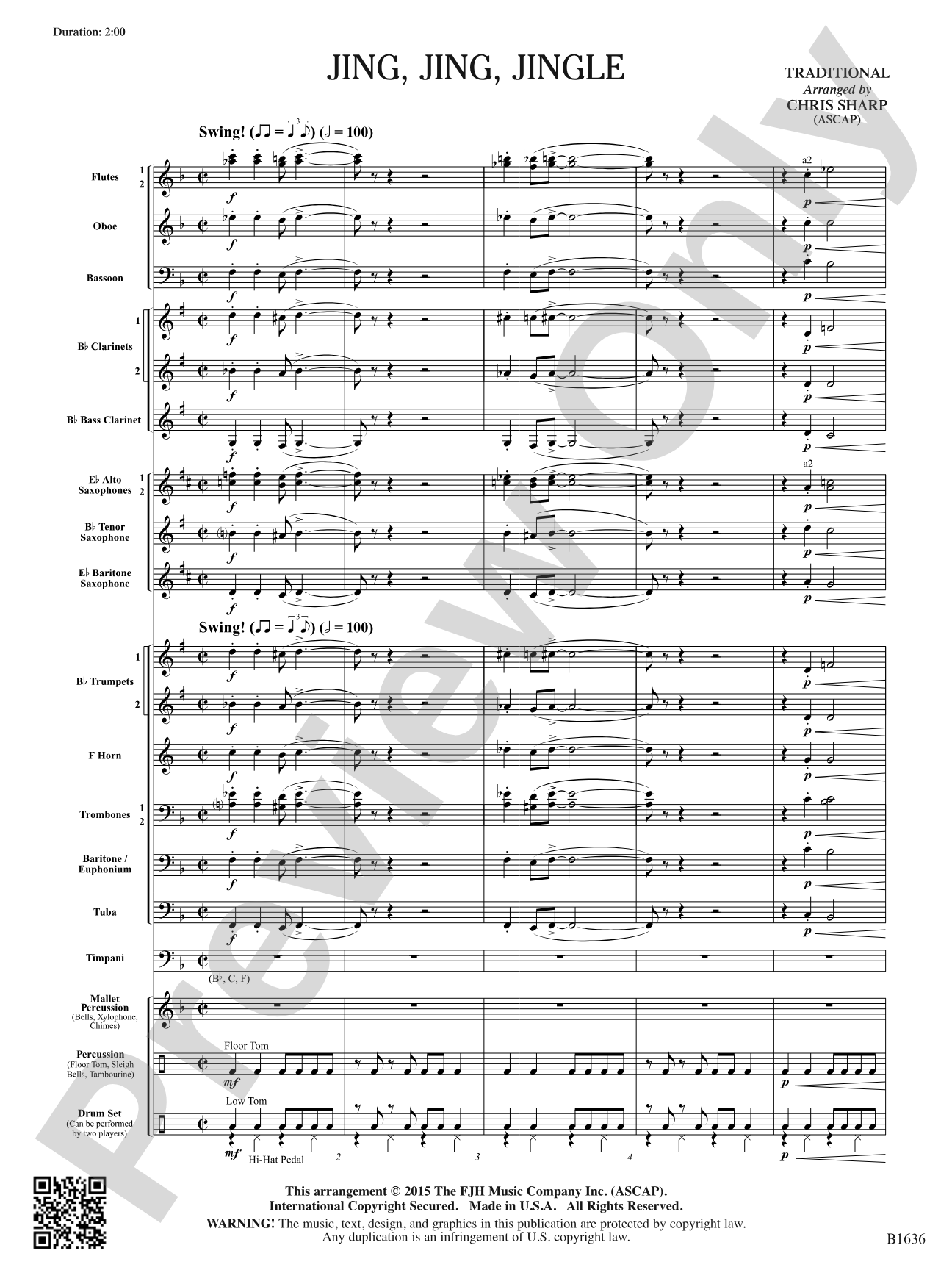 Jing Jing Jingle: Concert Band Conductor Score & Parts